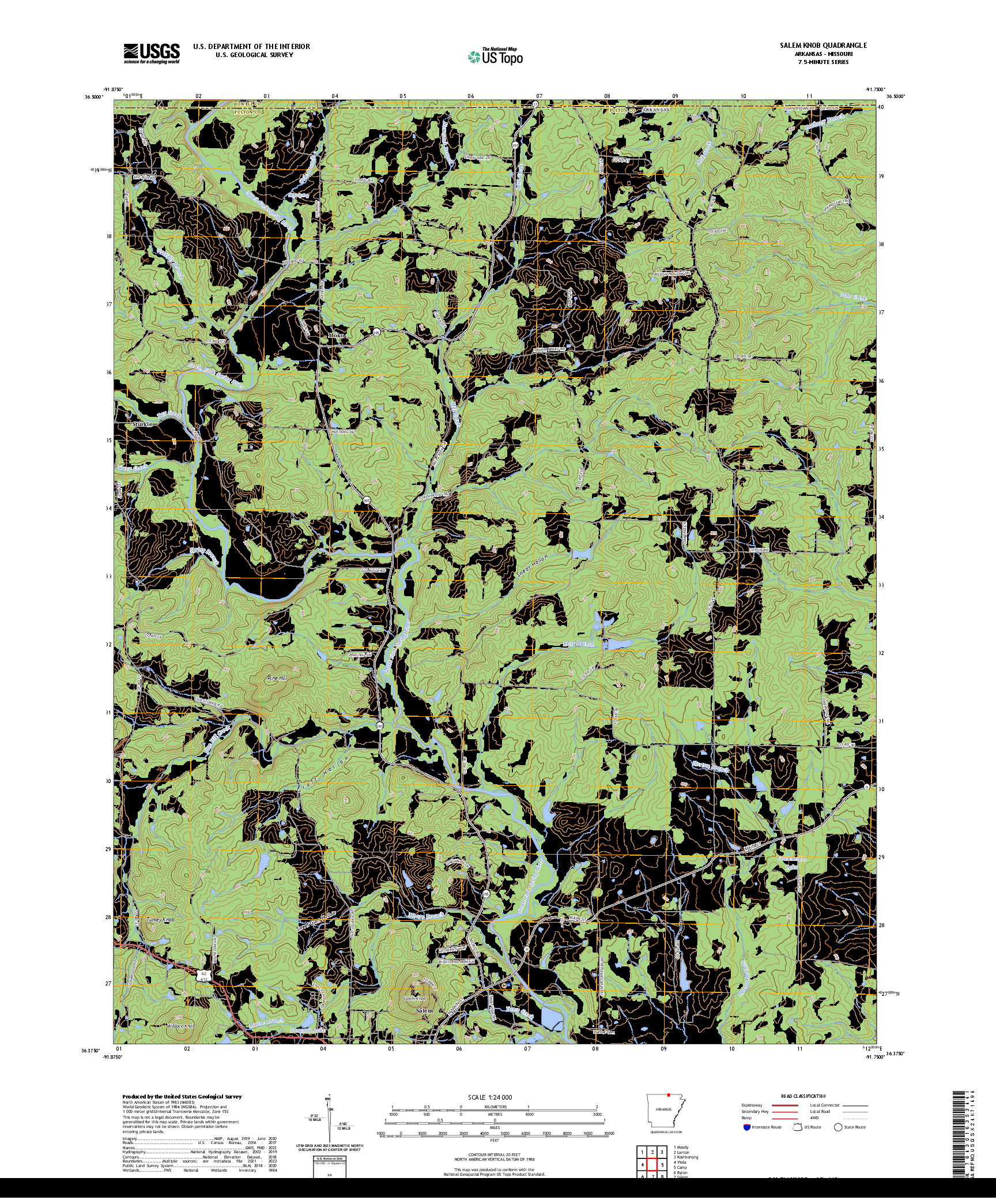 US TOPO 7.5-MINUTE MAP FOR SALEM KNOB, AR,MO