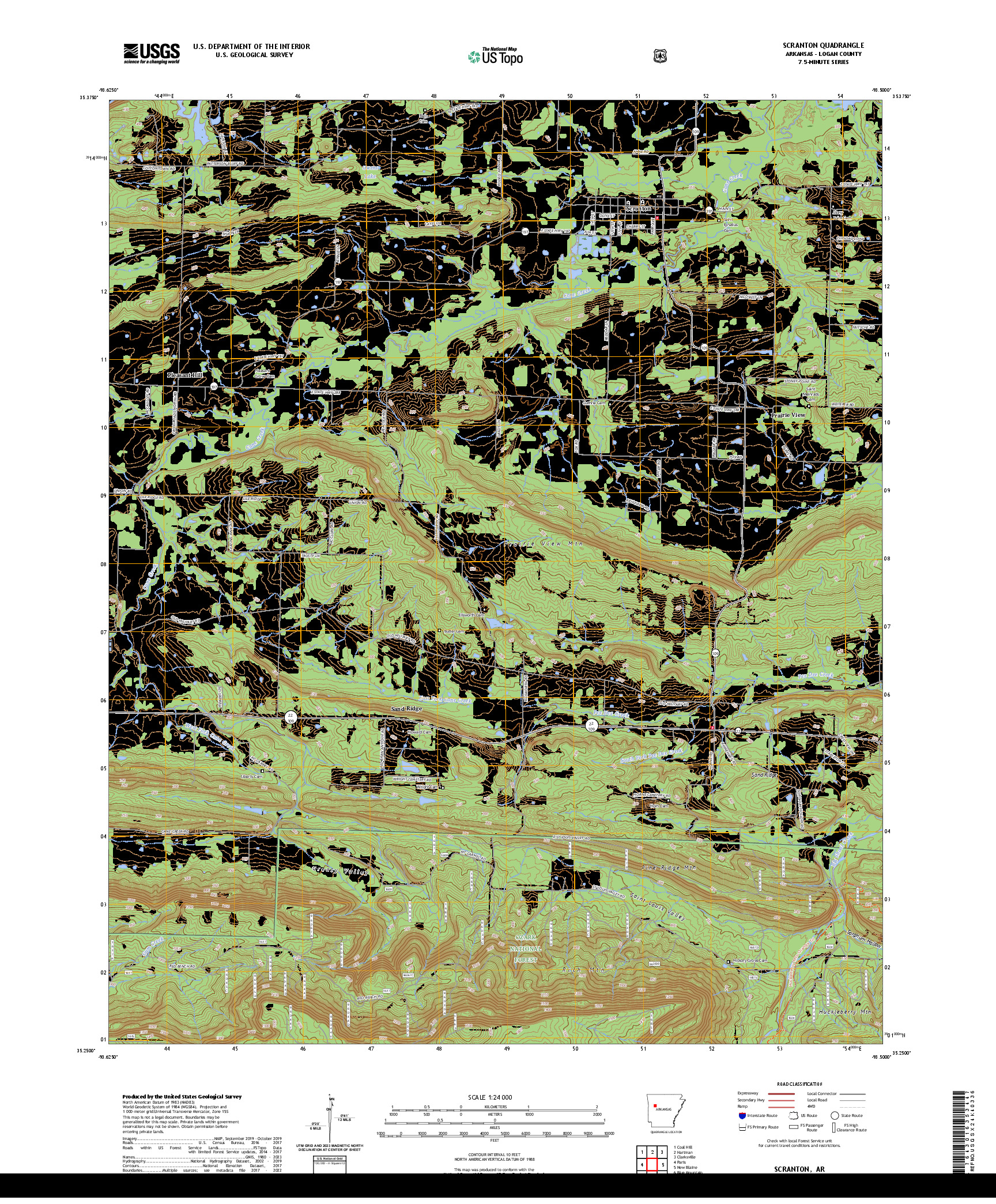 US TOPO 7.5-MINUTE MAP FOR SCRANTON, AR