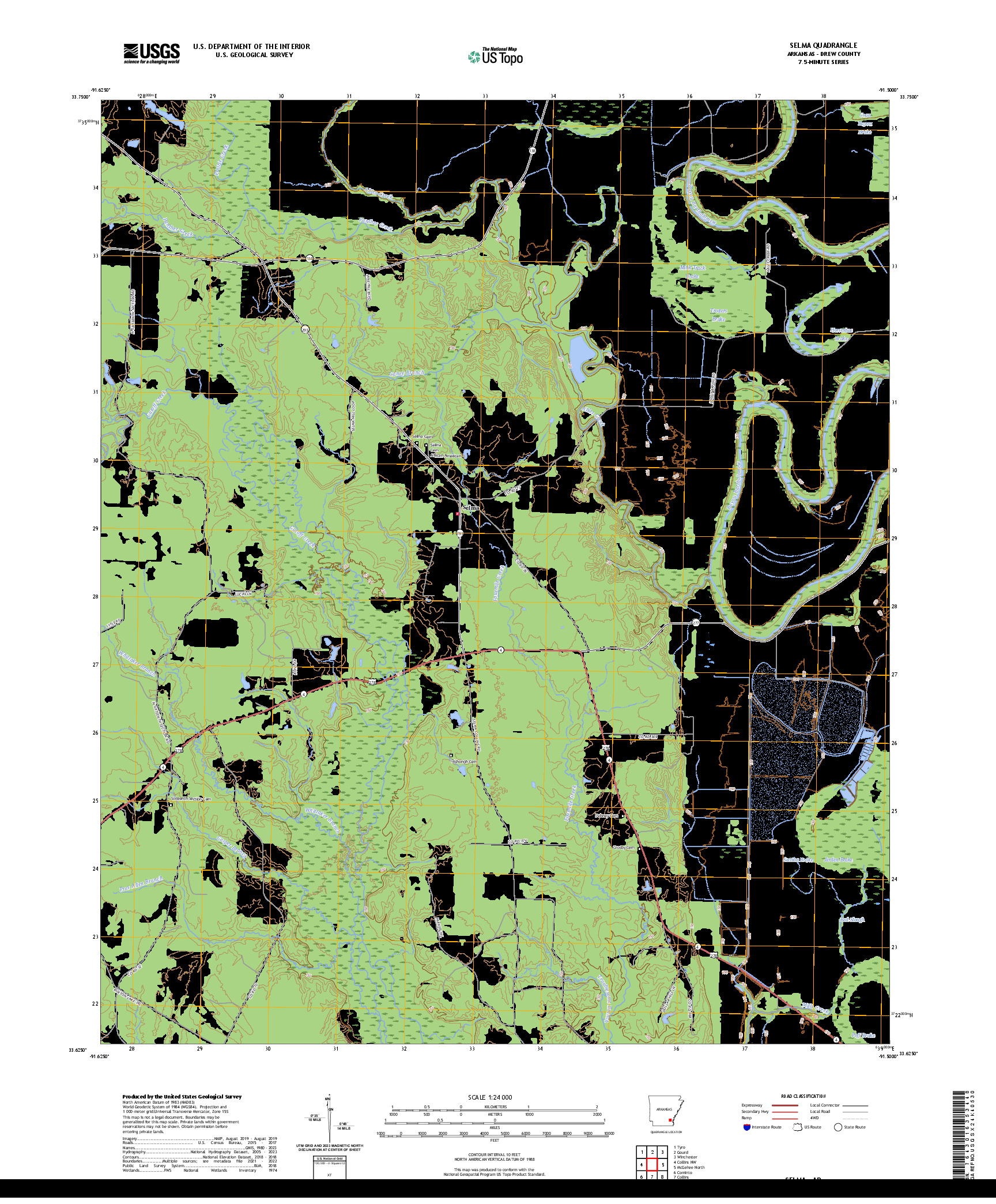 US TOPO 7.5-MINUTE MAP FOR SELMA, AR