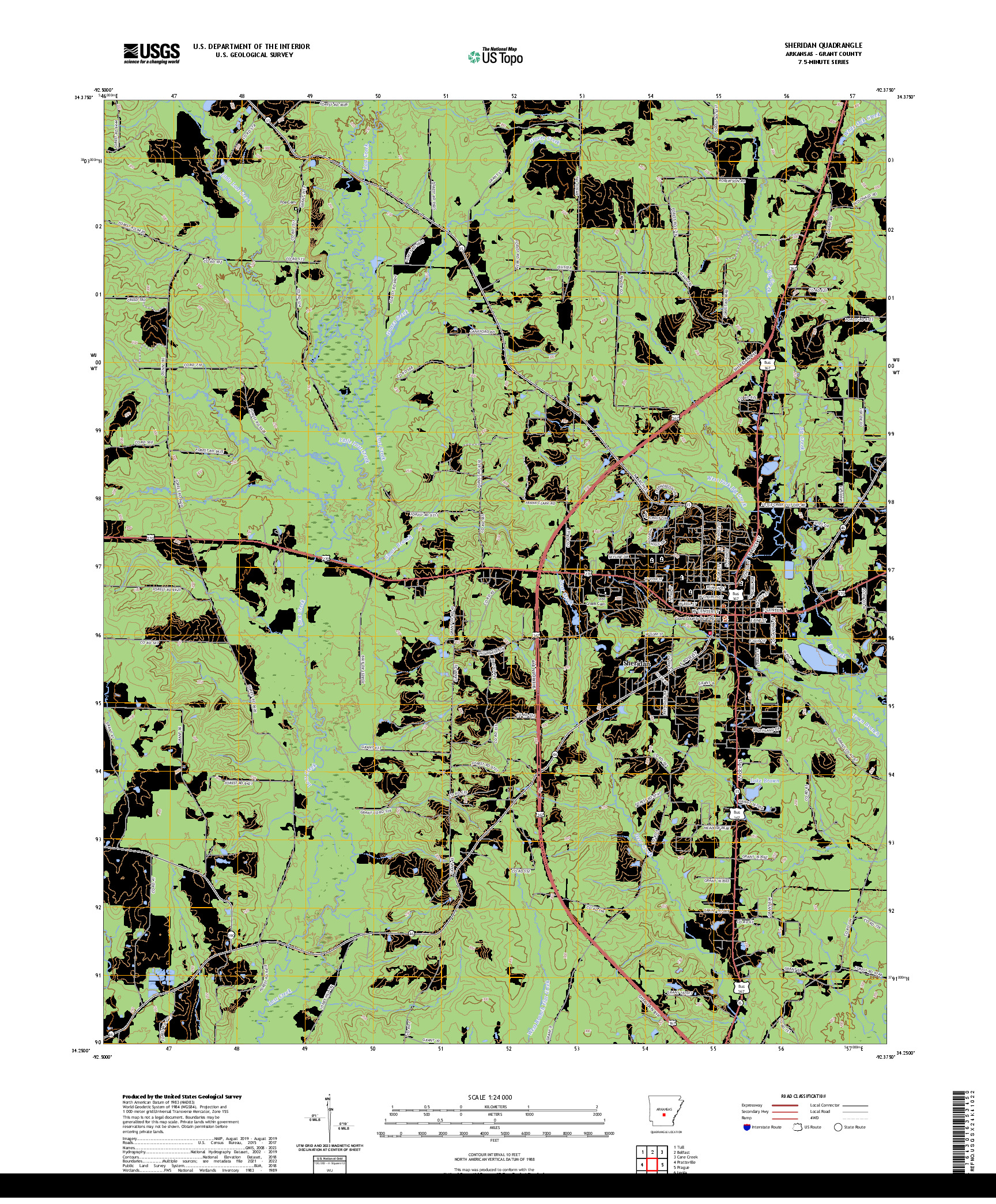 US TOPO 7.5-MINUTE MAP FOR SHERIDAN, AR