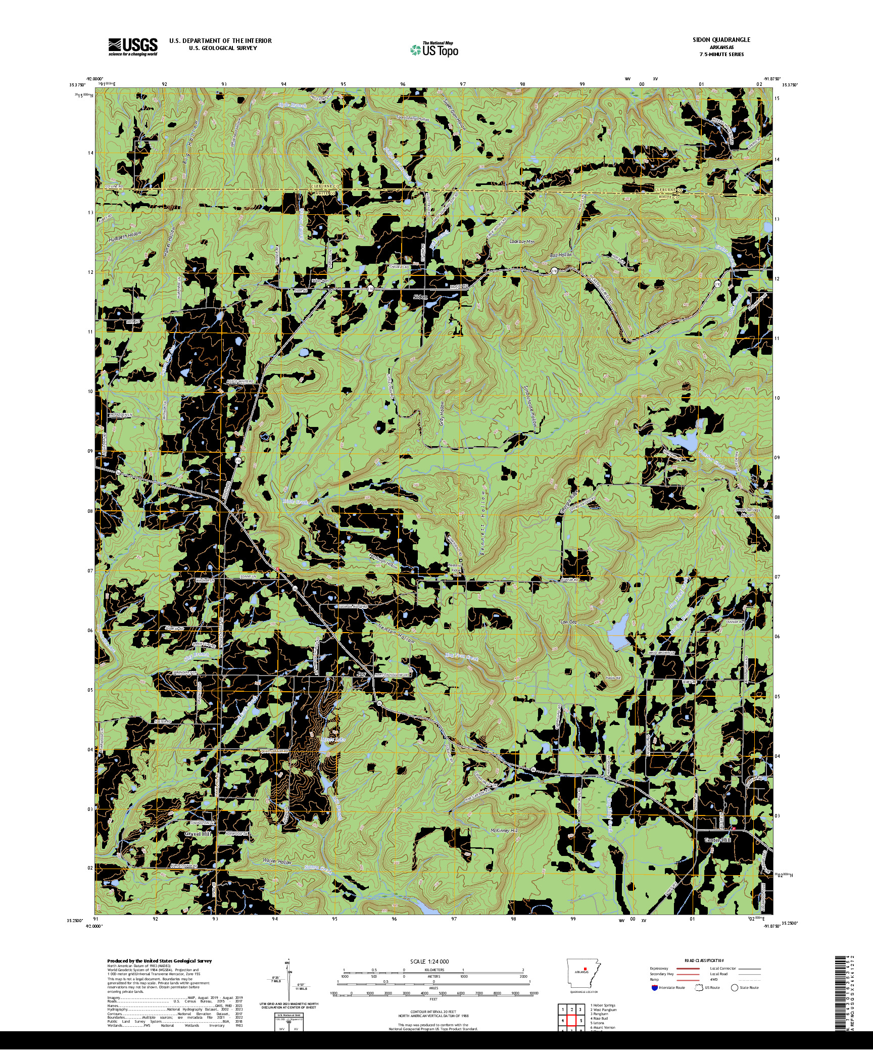 US TOPO 7.5-MINUTE MAP FOR SIDON, AR