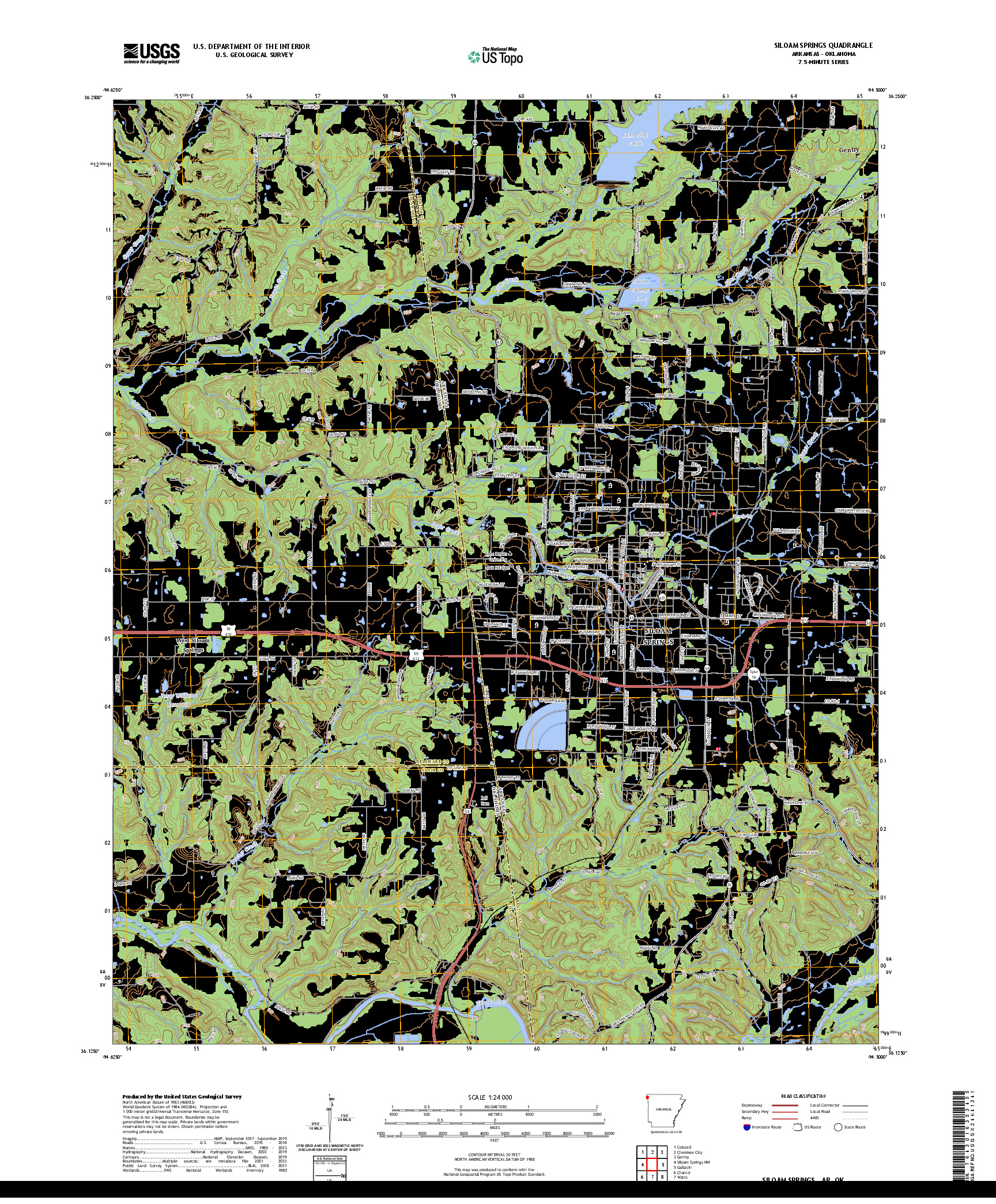 US TOPO 7.5-MINUTE MAP FOR SILOAM SPRINGS, AR,OK