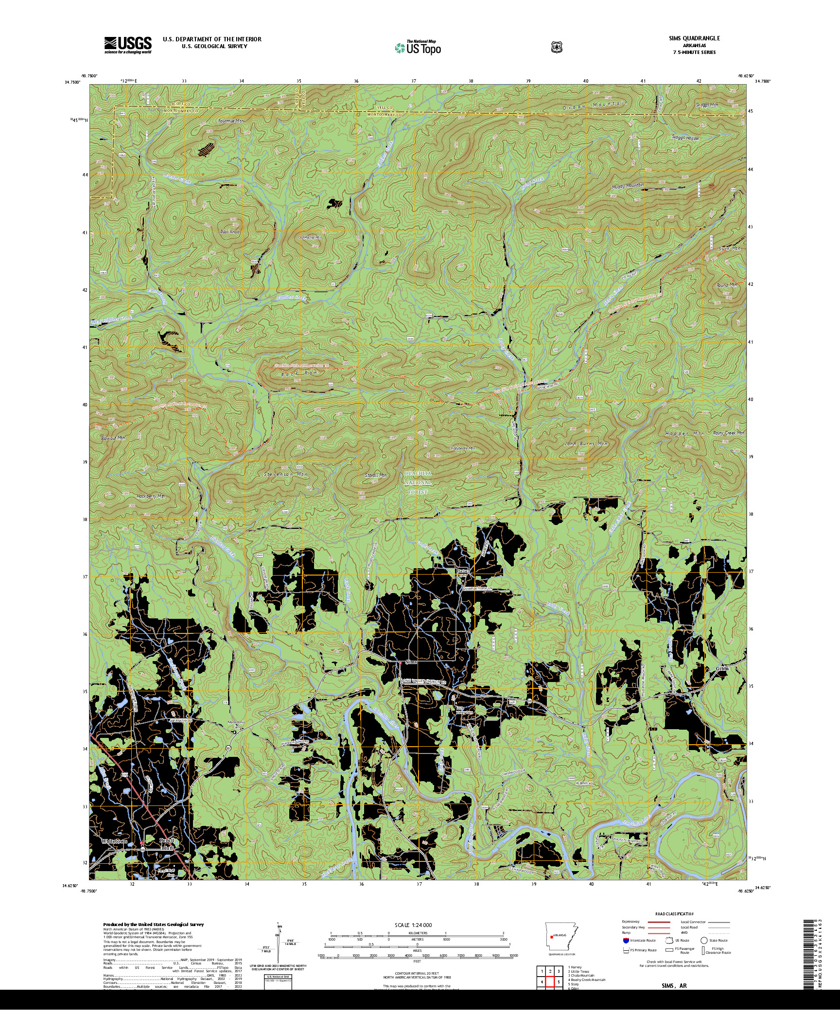 US TOPO 7.5-MINUTE MAP FOR SIMS, AR