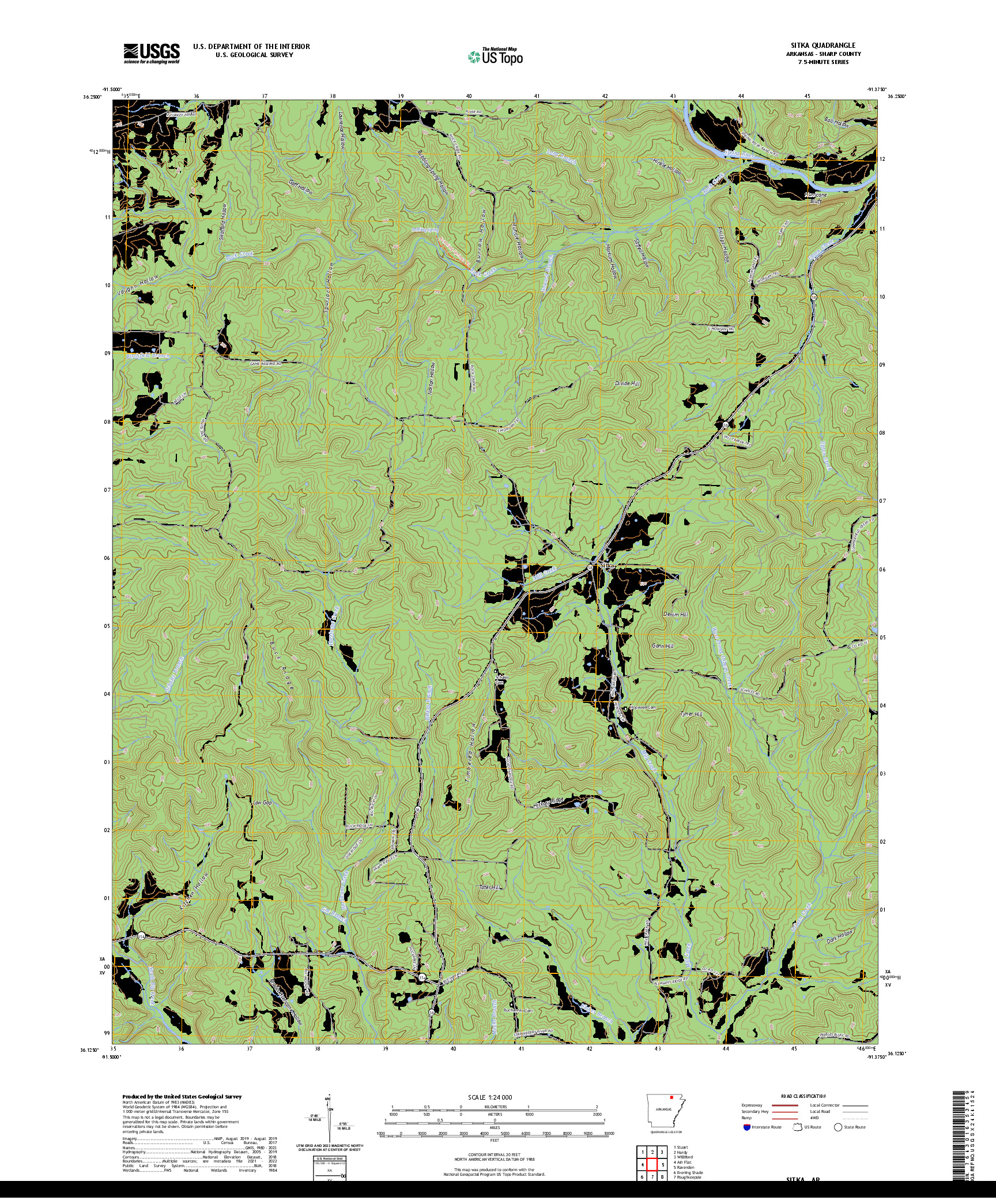 US TOPO 7.5-MINUTE MAP FOR SITKA, AR