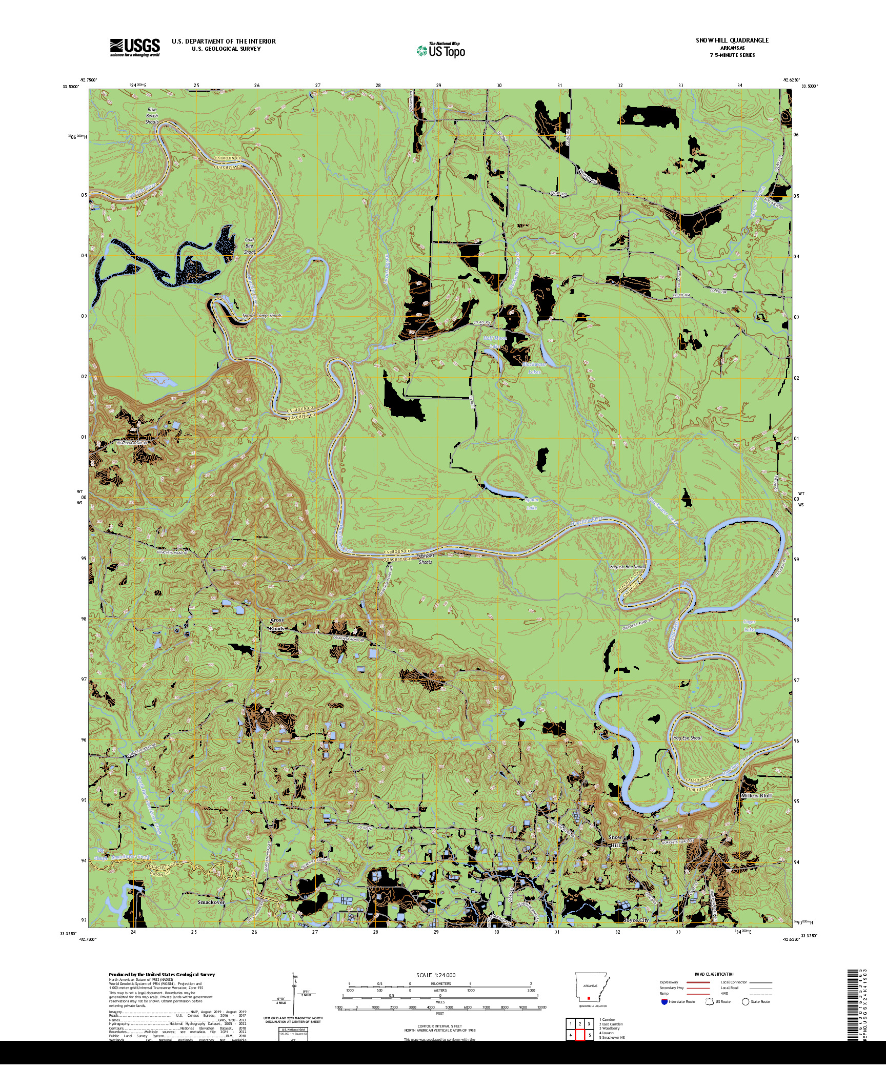US TOPO 7.5-MINUTE MAP FOR SNOW HILL, AR