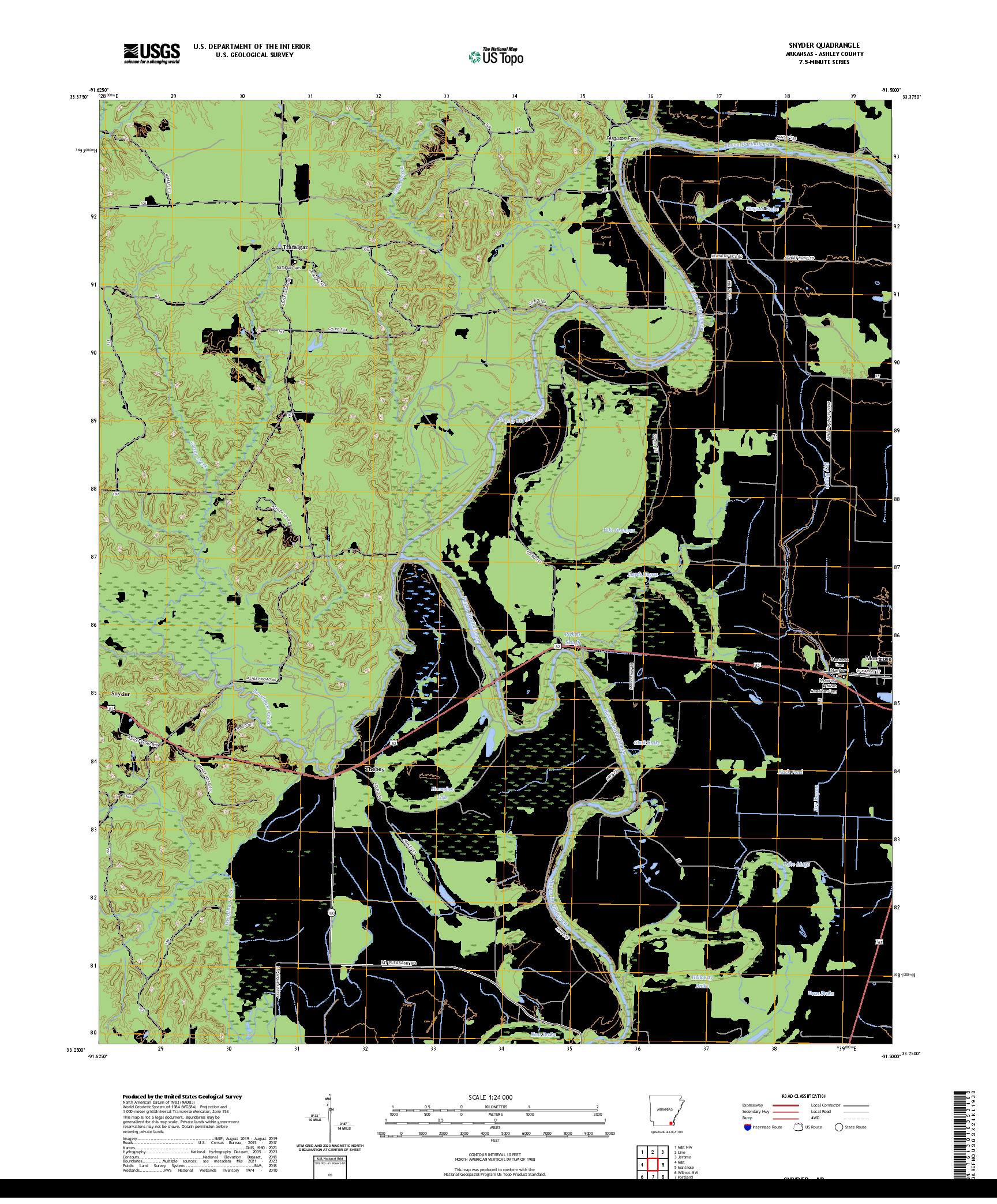 US TOPO 7.5-MINUTE MAP FOR SNYDER, AR