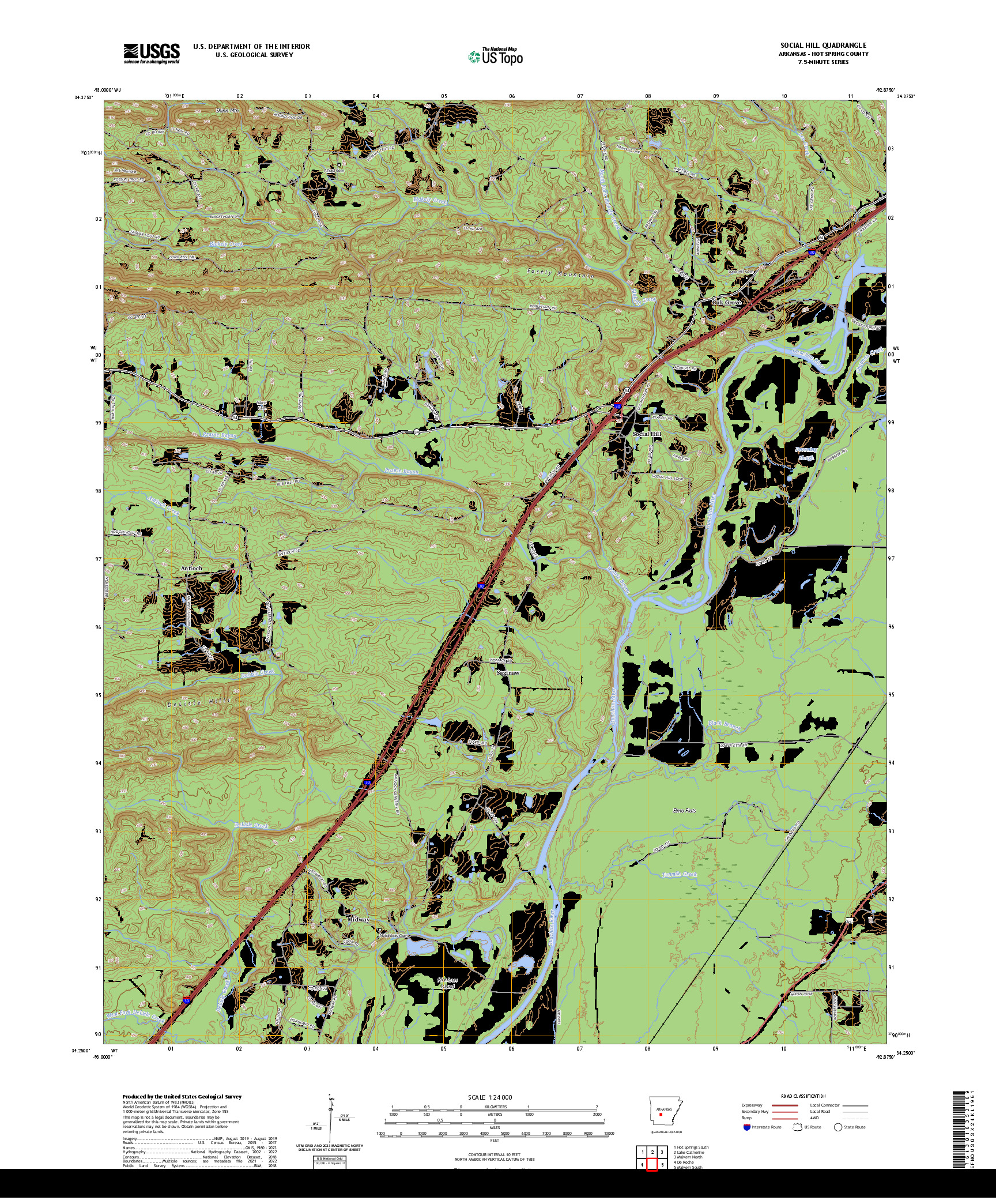 US TOPO 7.5-MINUTE MAP FOR SOCIAL HILL, AR