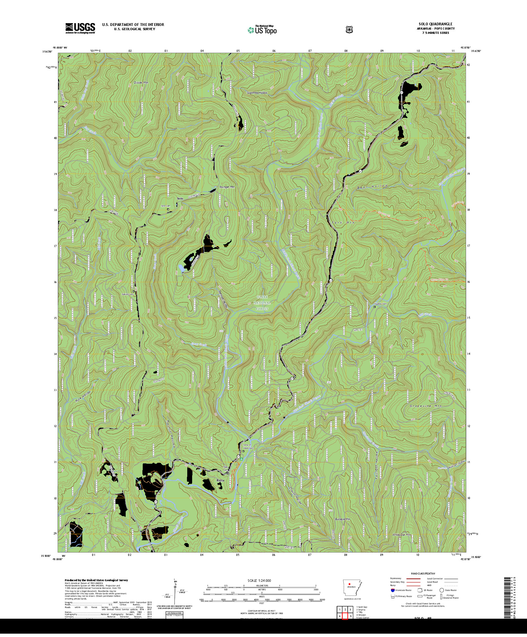 US TOPO 7.5-MINUTE MAP FOR SOLO, AR