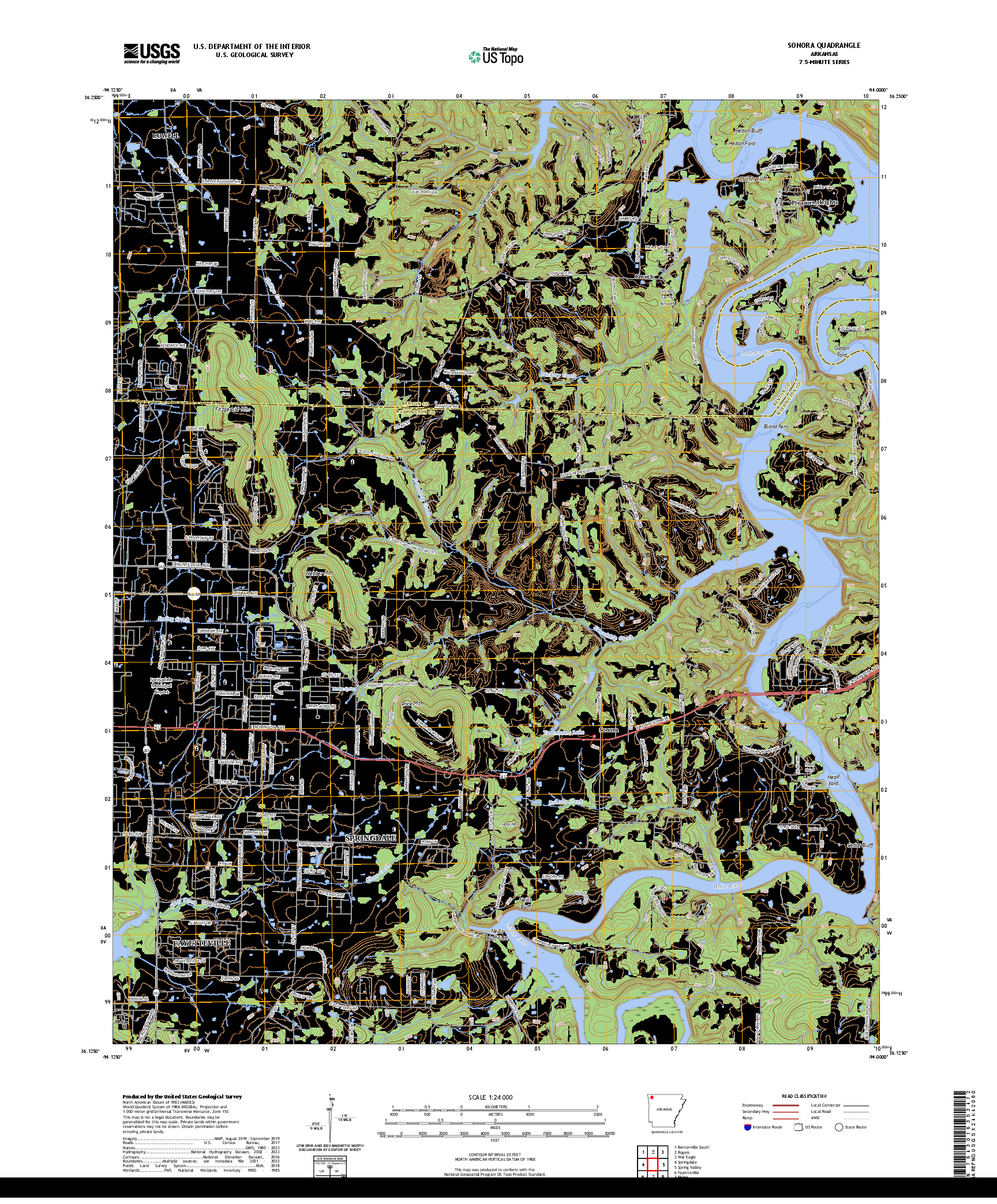 US TOPO 7.5-MINUTE MAP FOR SONORA, AR