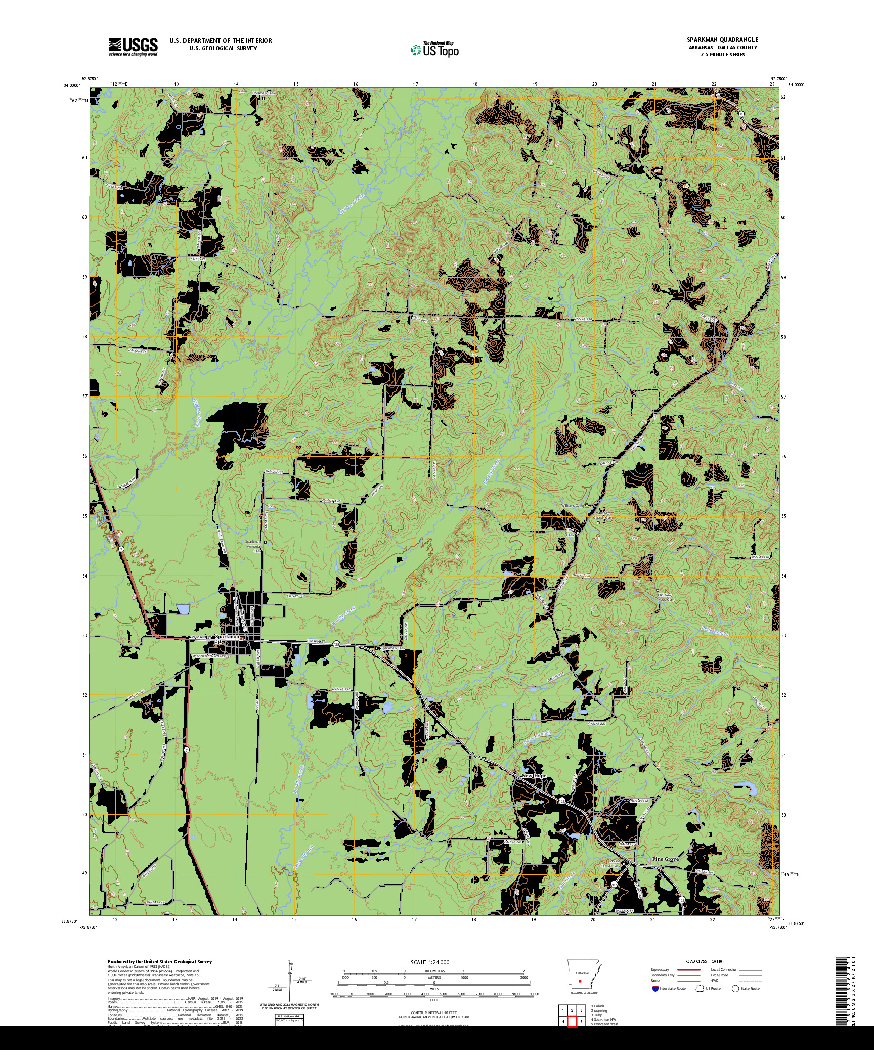 US TOPO 7.5-MINUTE MAP FOR SPARKMAN, AR