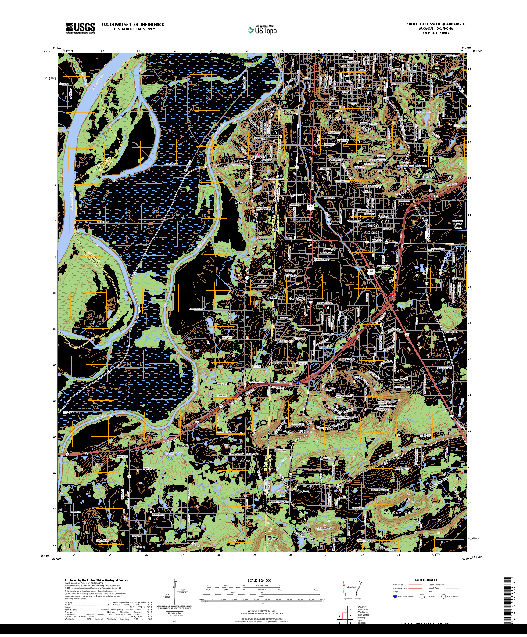 US TOPO 7.5-MINUTE MAP FOR SOUTH FORT SMITH, AR,OK