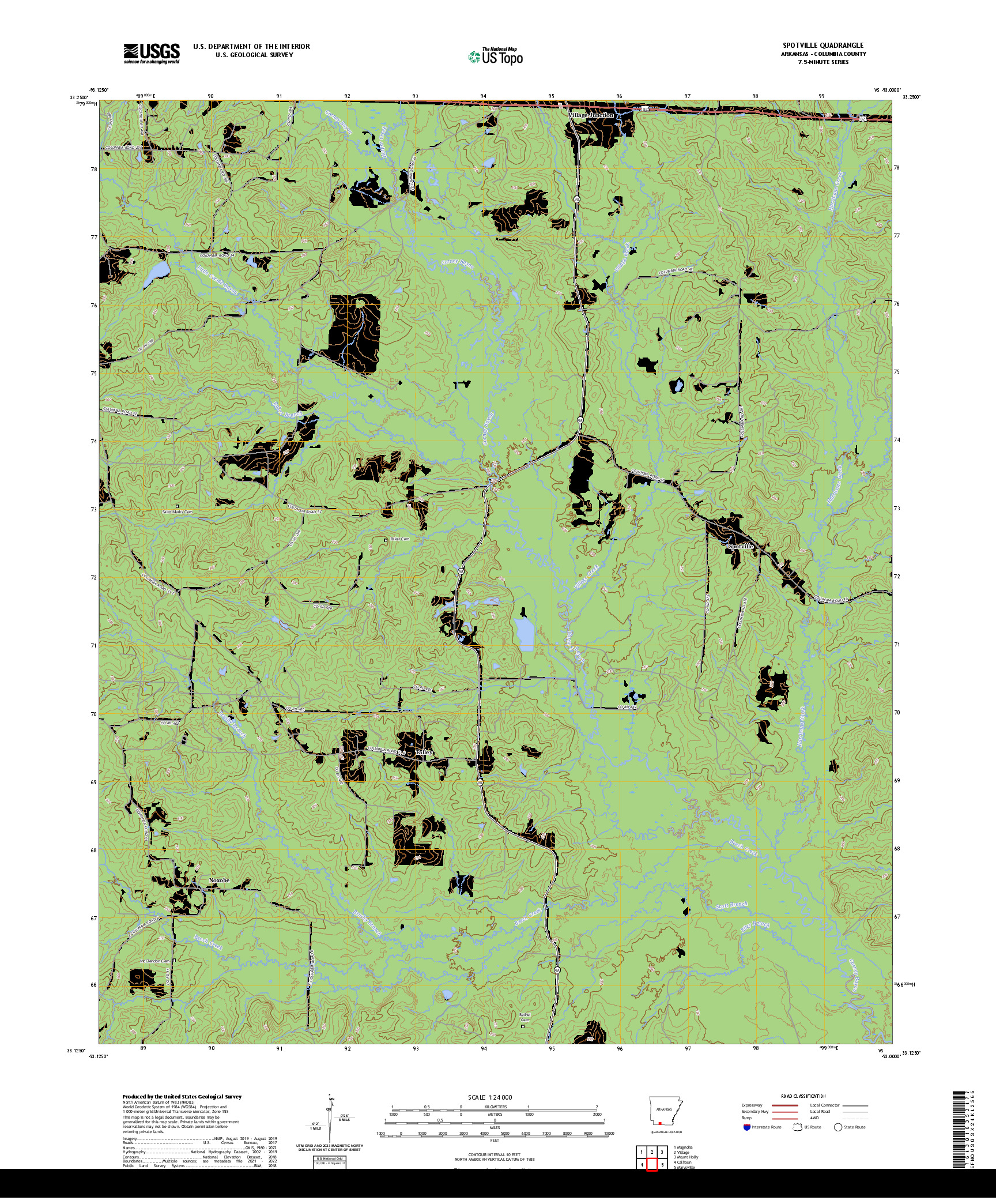 US TOPO 7.5-MINUTE MAP FOR SPOTVILLE, AR