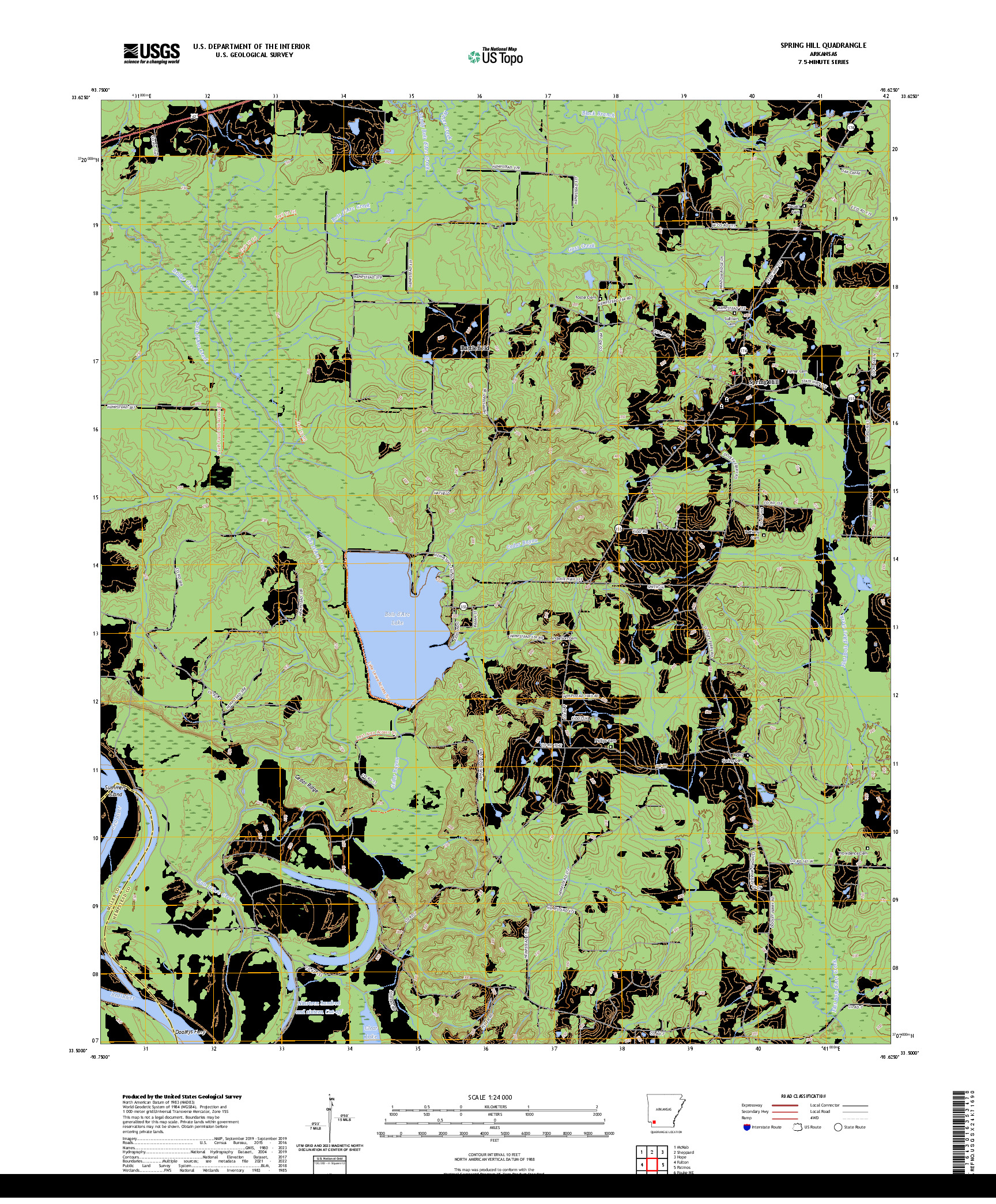 US TOPO 7.5-MINUTE MAP FOR SPRING HILL, AR