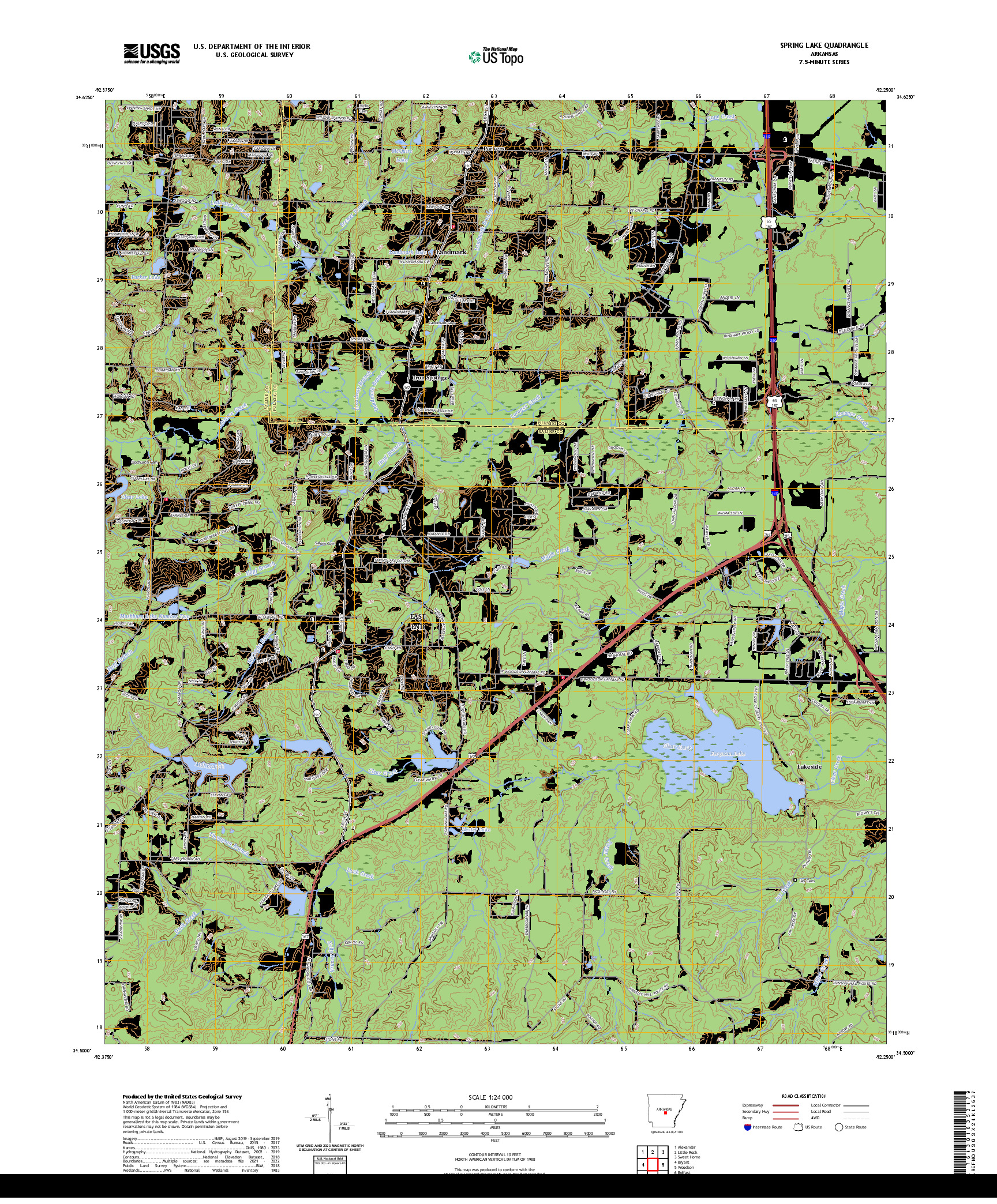 US TOPO 7.5-MINUTE MAP FOR SPRING LAKE, AR