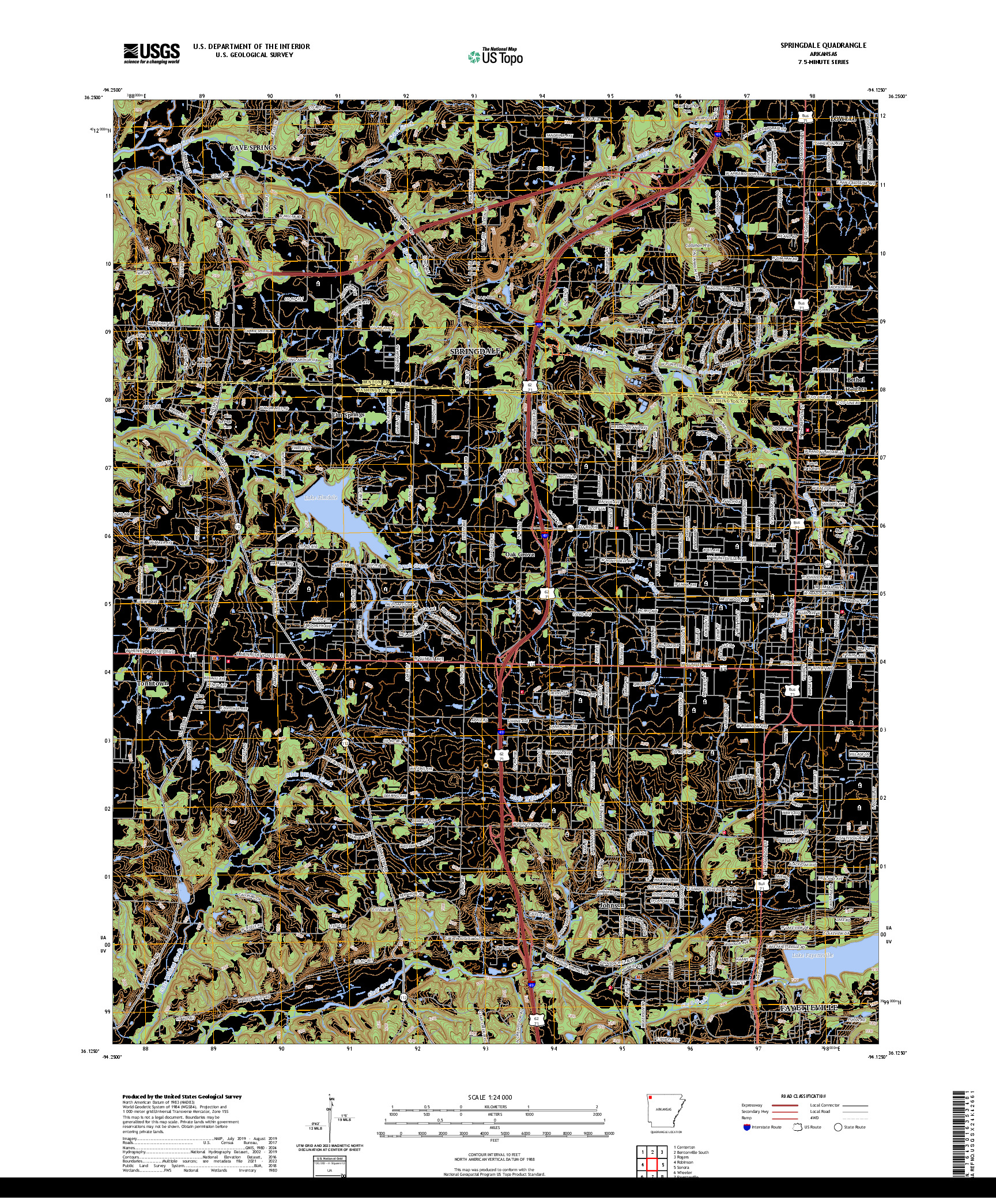 US TOPO 7.5-MINUTE MAP FOR SPRINGDALE, AR