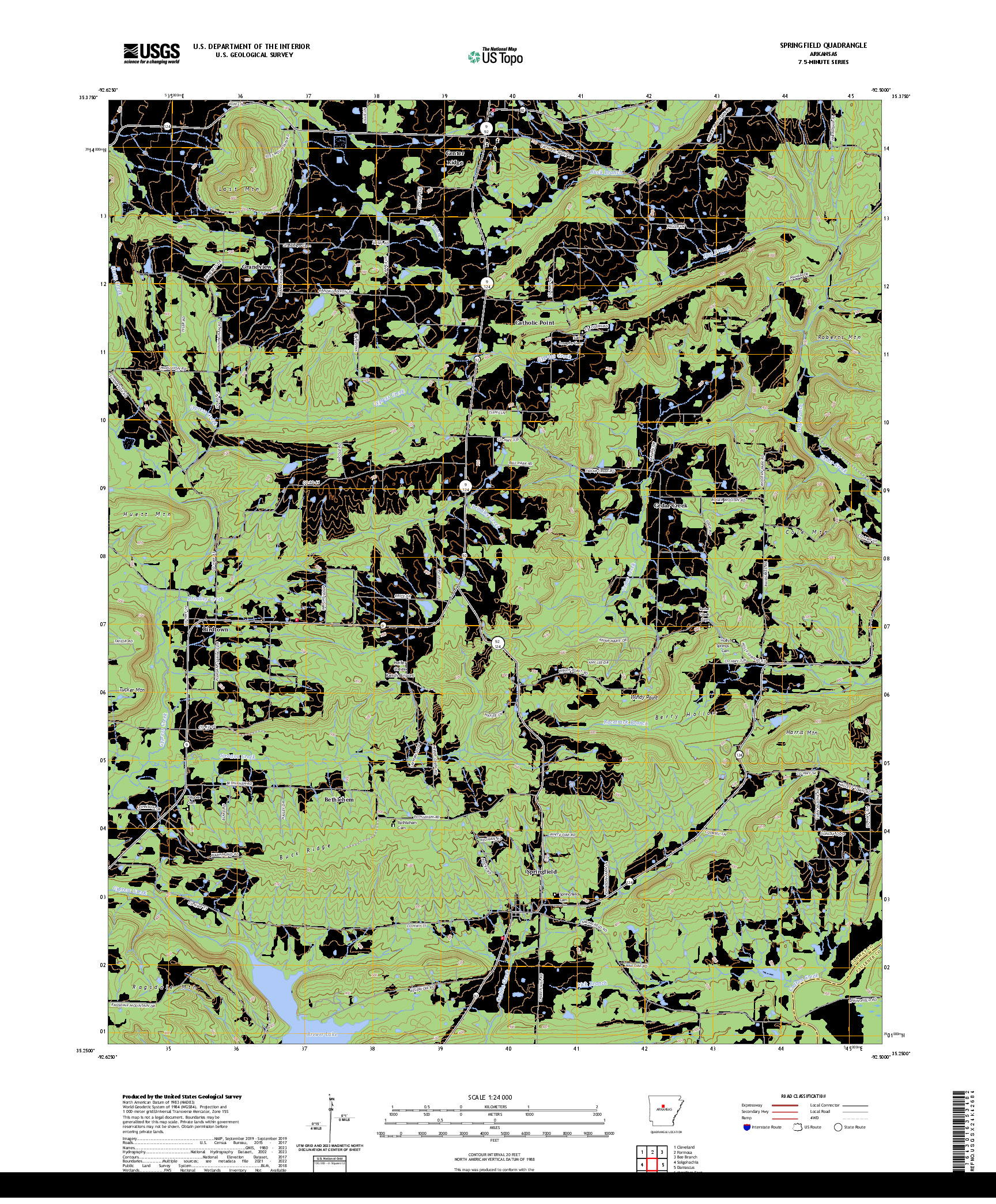US TOPO 7.5-MINUTE MAP FOR SPRINGFIELD, AR
