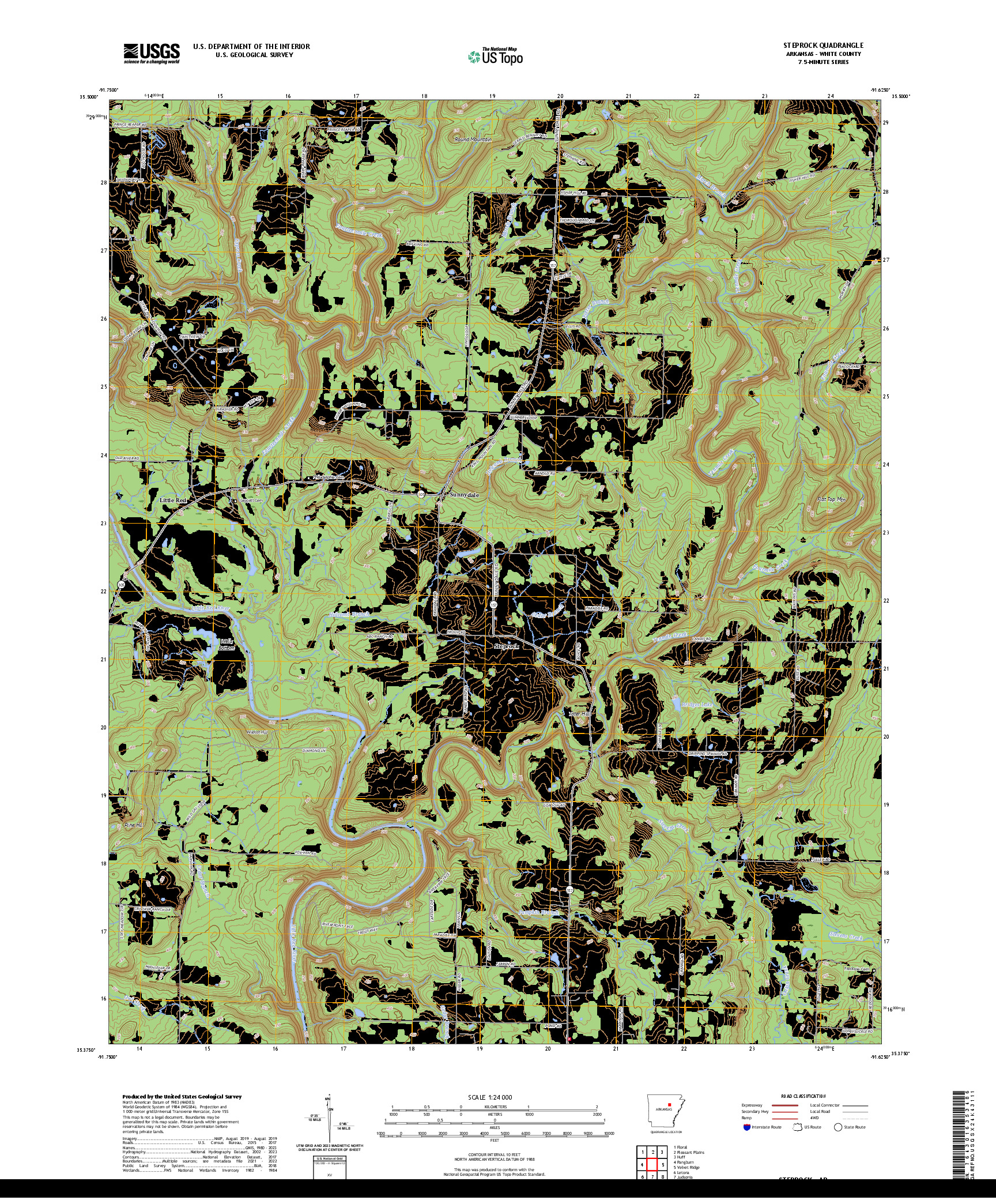 US TOPO 7.5-MINUTE MAP FOR STEPROCK, AR
