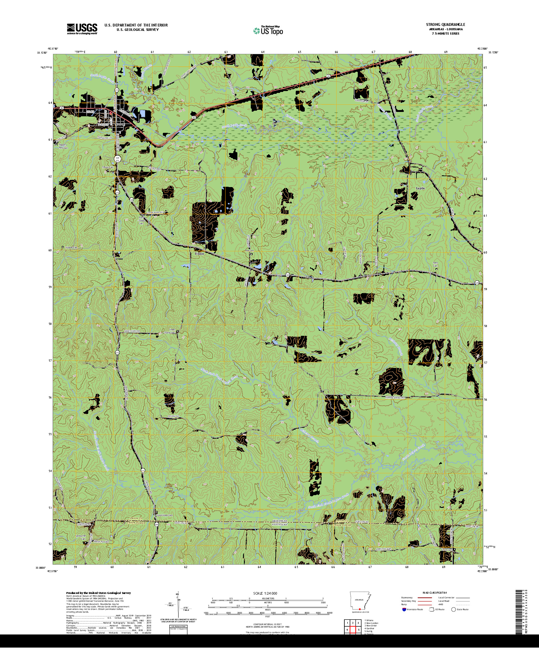 US TOPO 7.5-MINUTE MAP FOR STRONG, AR,LA