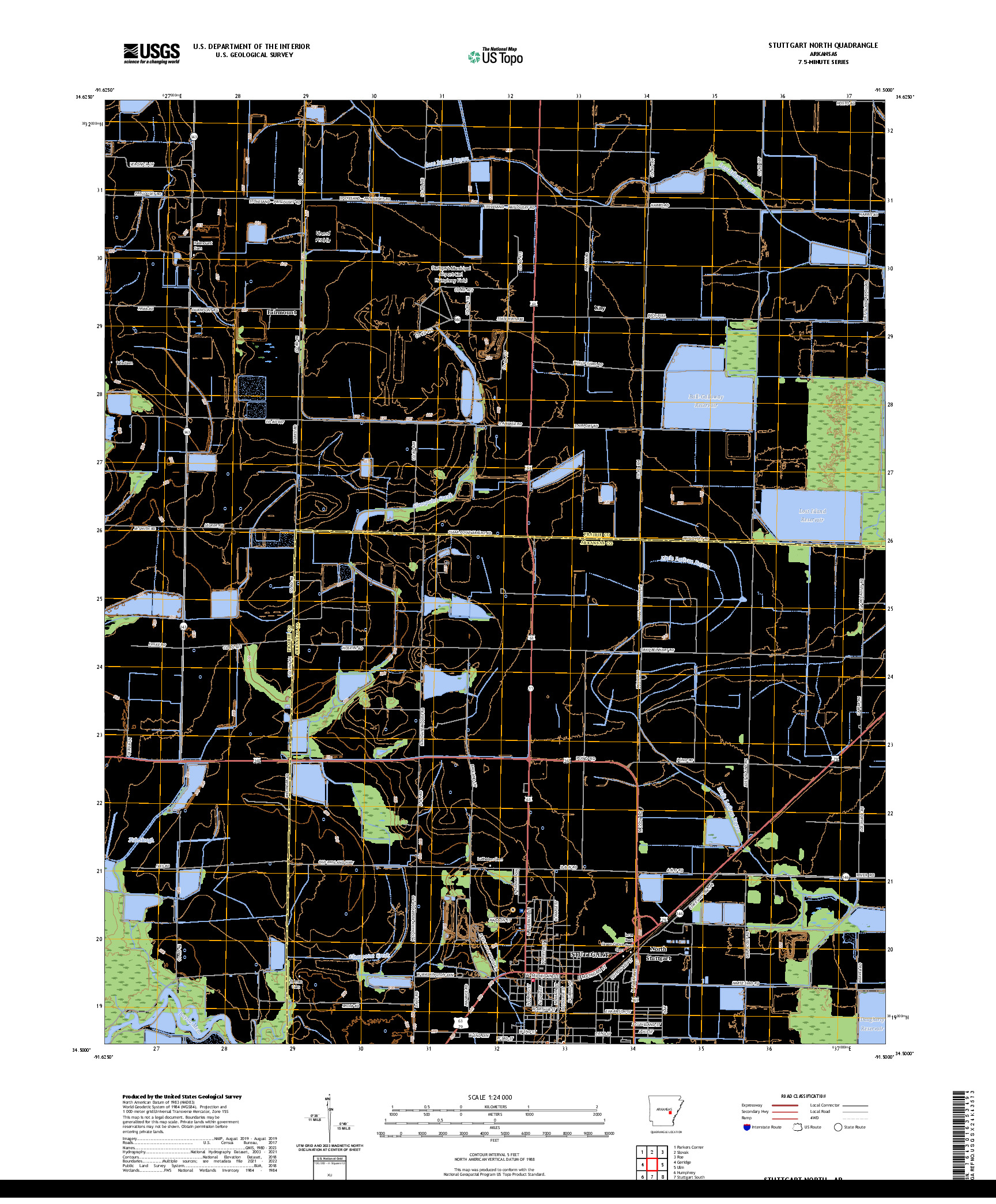 US TOPO 7.5-MINUTE MAP FOR STUTTGART NORTH, AR
