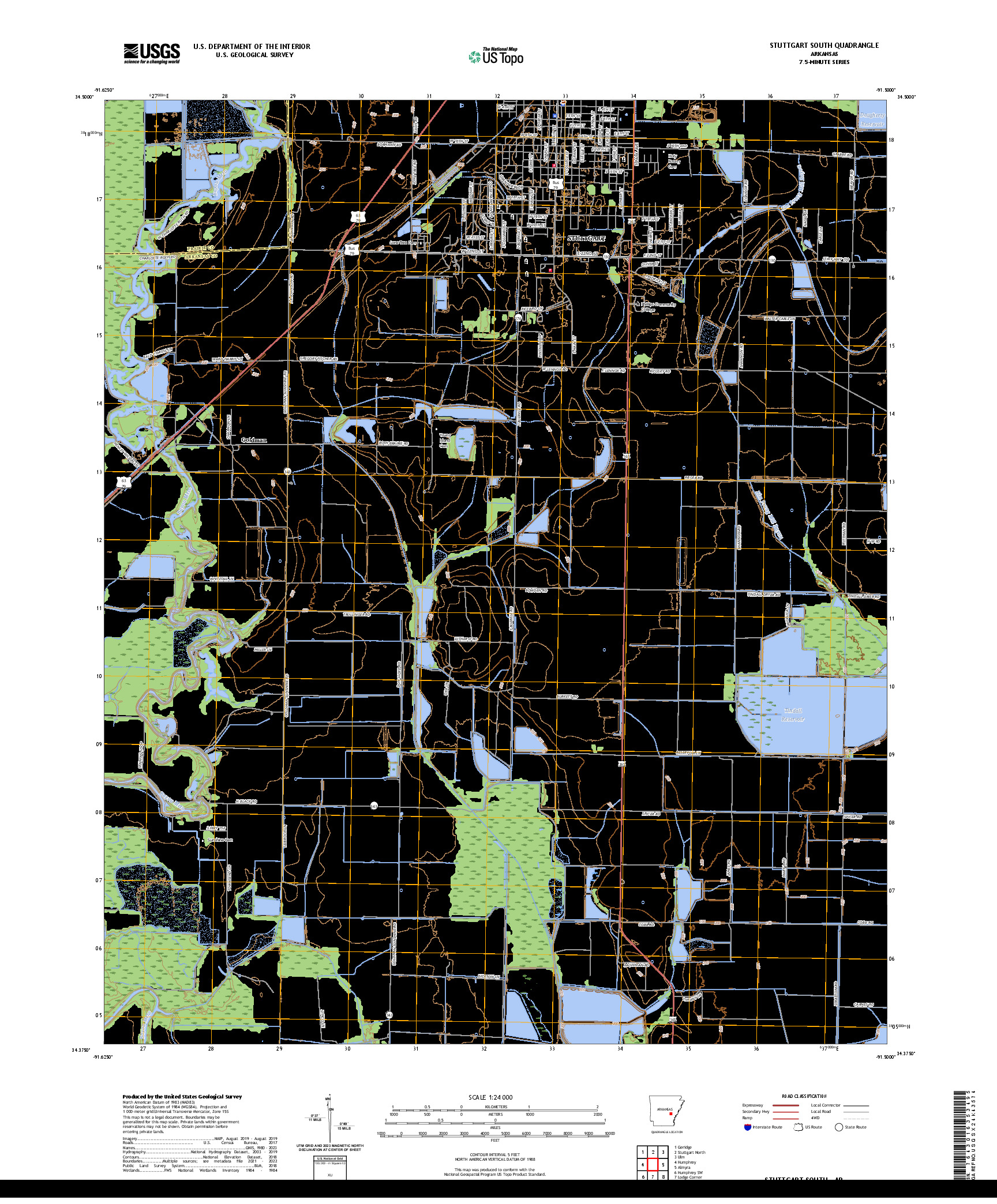 US TOPO 7.5-MINUTE MAP FOR STUTTGART SOUTH, AR
