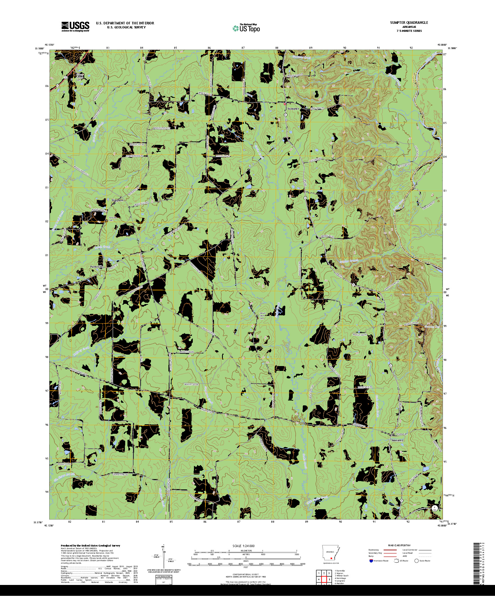 US TOPO 7.5-MINUTE MAP FOR SUMPTER, AR