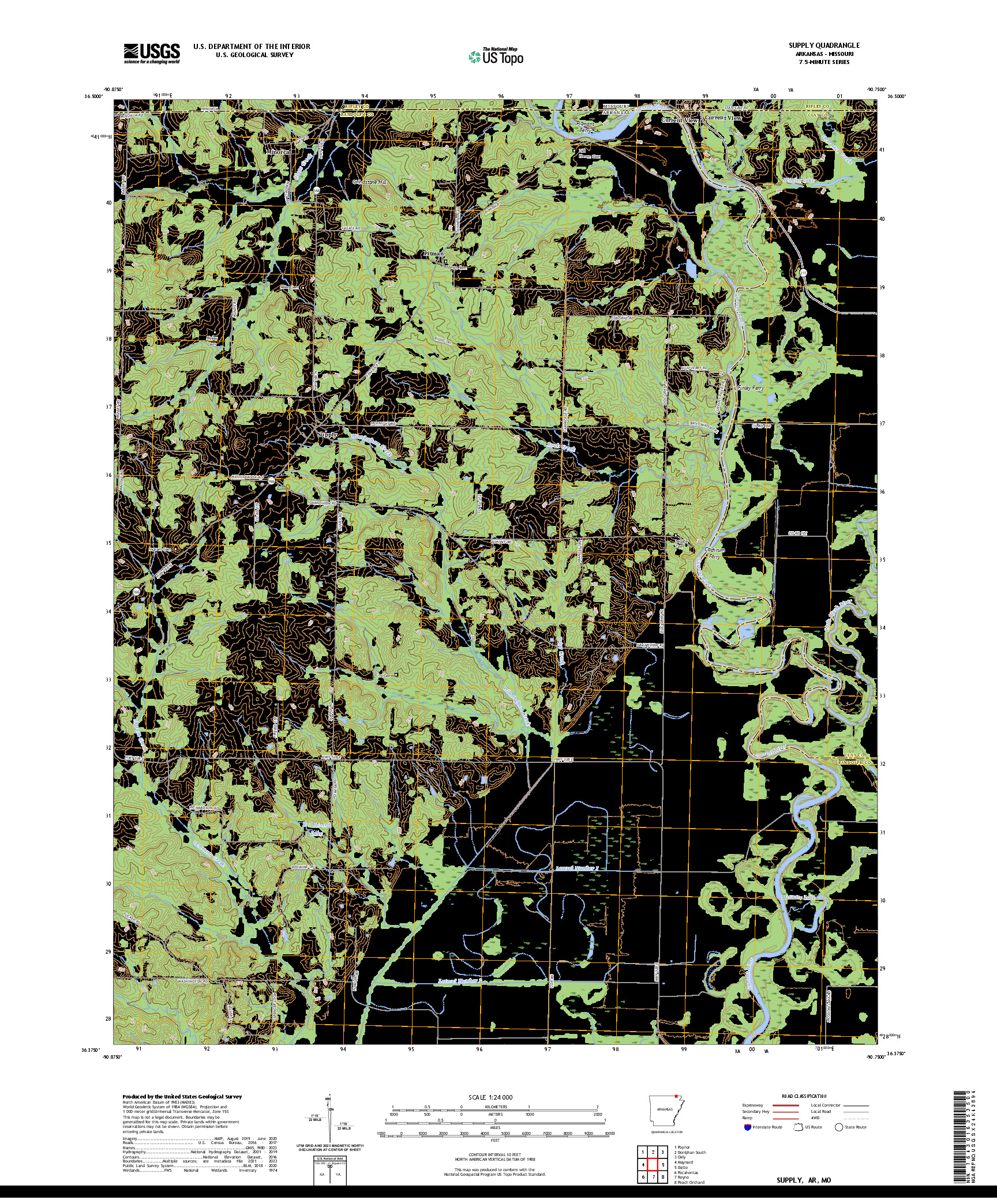 US TOPO 7.5-MINUTE MAP FOR SUPPLY, AR,MO