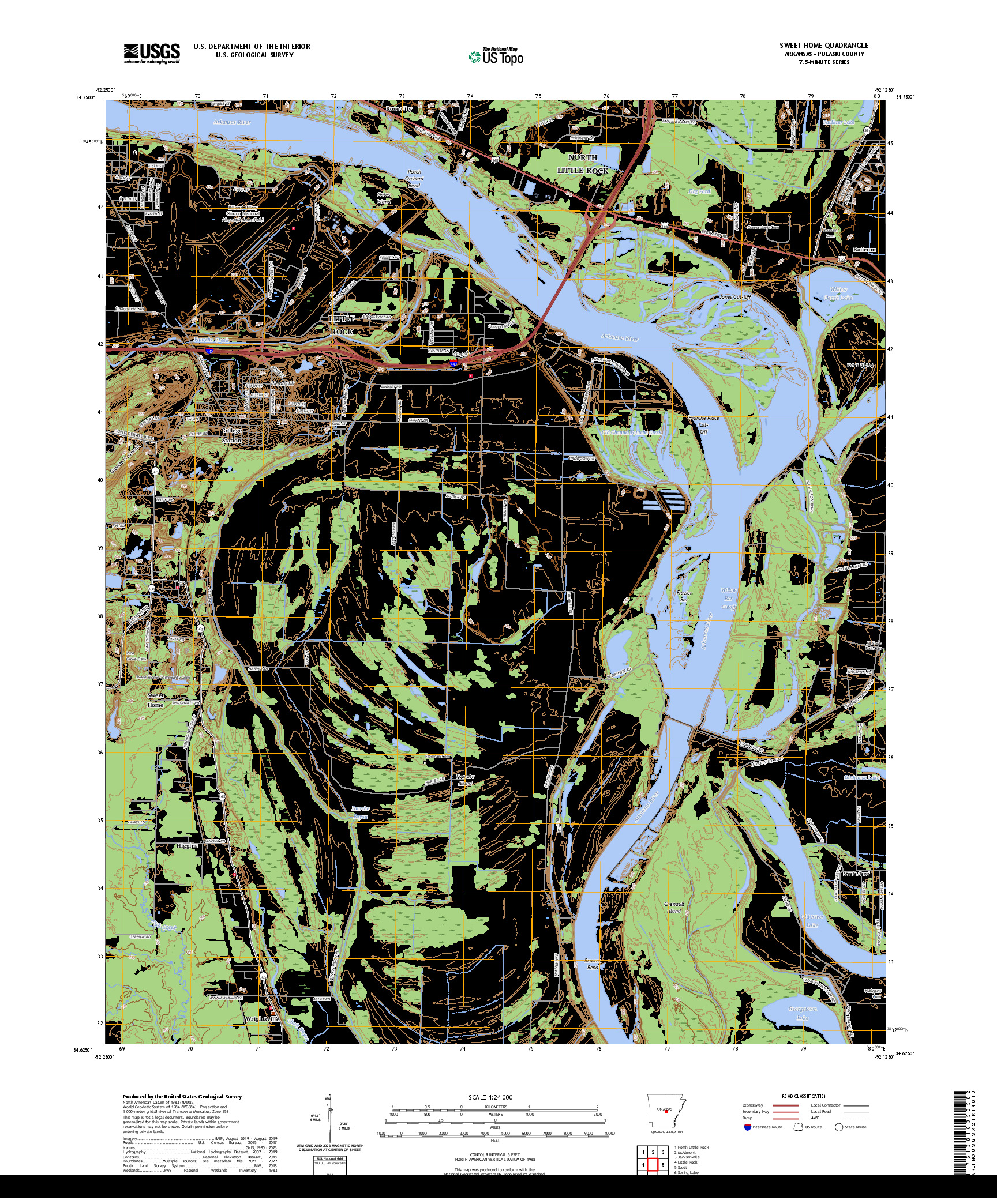 US TOPO 7.5-MINUTE MAP FOR SWEET HOME, AR
