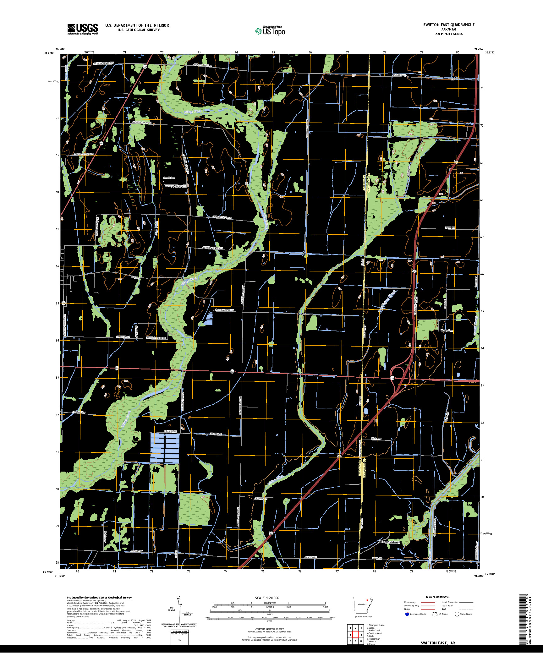 US TOPO 7.5-MINUTE MAP FOR SWIFTON EAST, AR