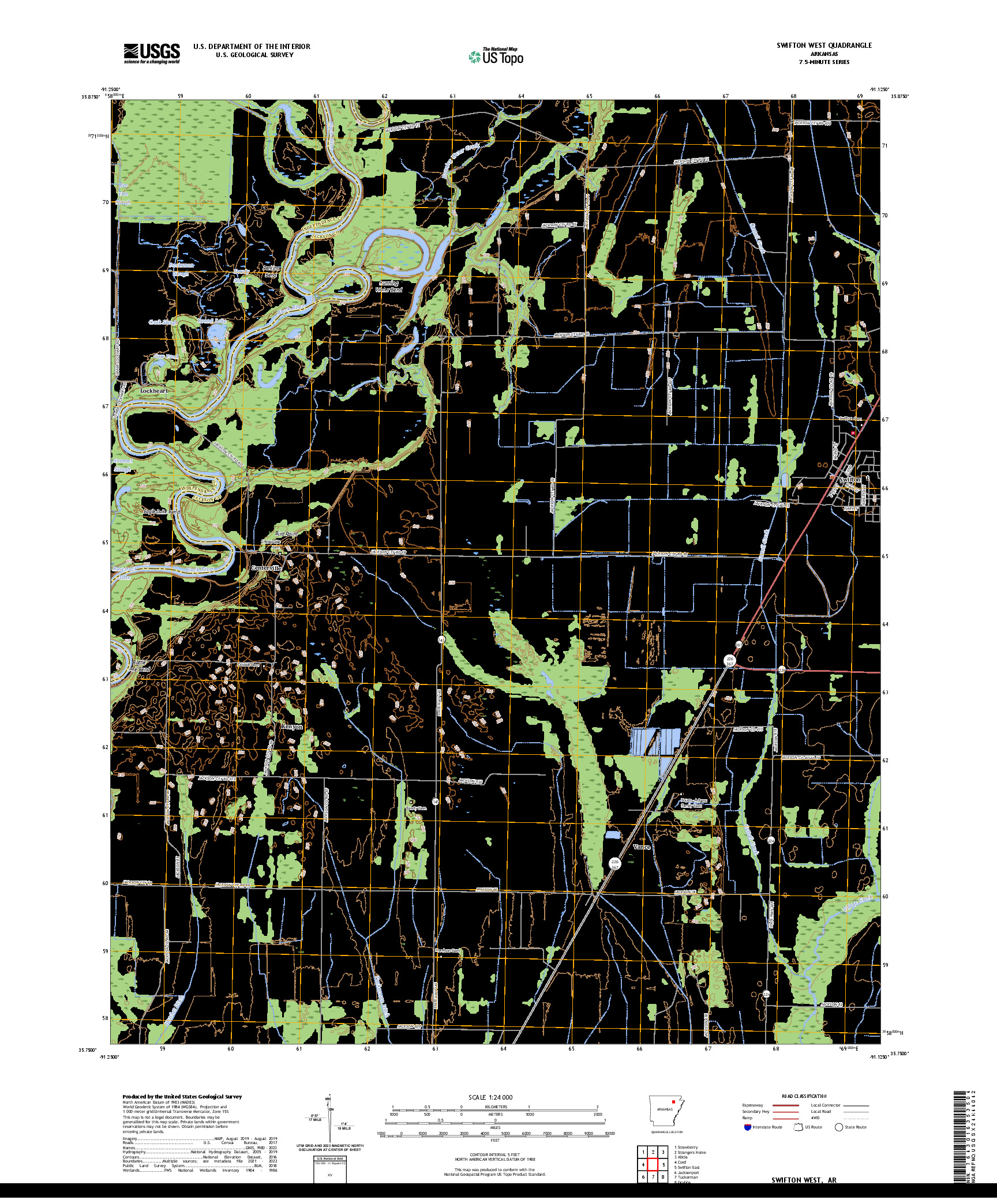US TOPO 7.5-MINUTE MAP FOR SWIFTON WEST, AR