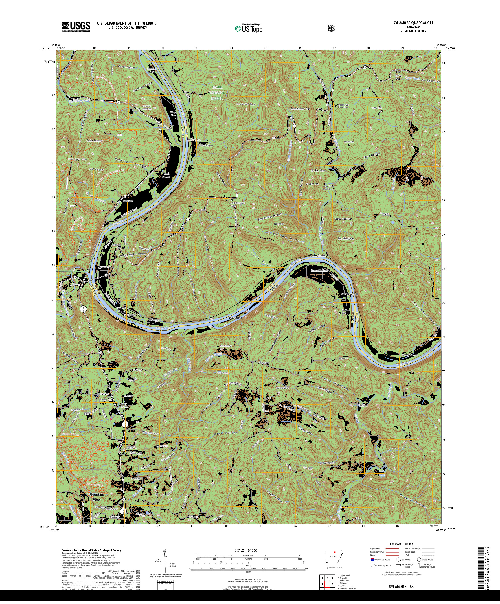 US TOPO 7.5-MINUTE MAP FOR SYLAMORE, AR