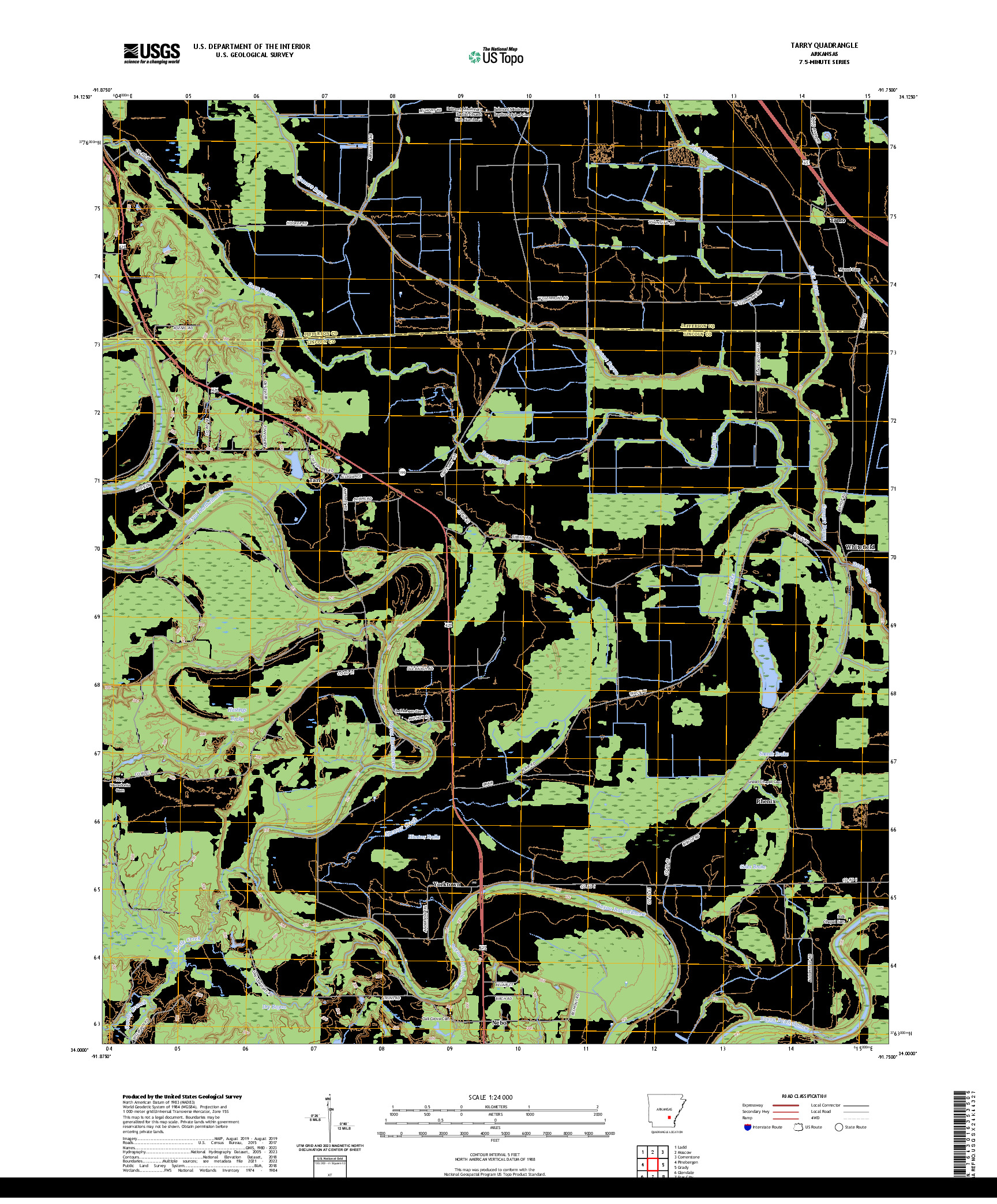 US TOPO 7.5-MINUTE MAP FOR TARRY, AR