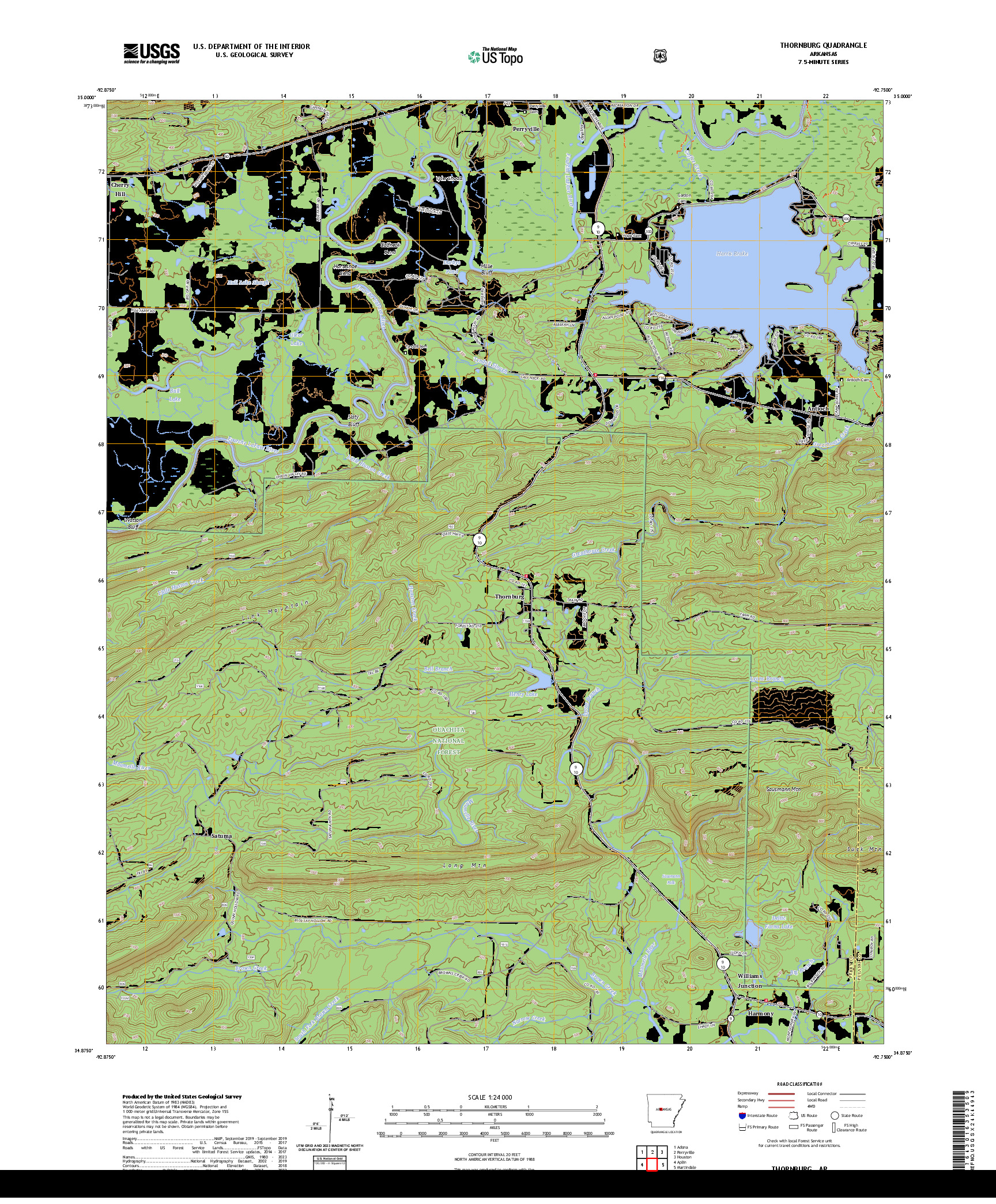 US TOPO 7.5-MINUTE MAP FOR THORNBURG, AR