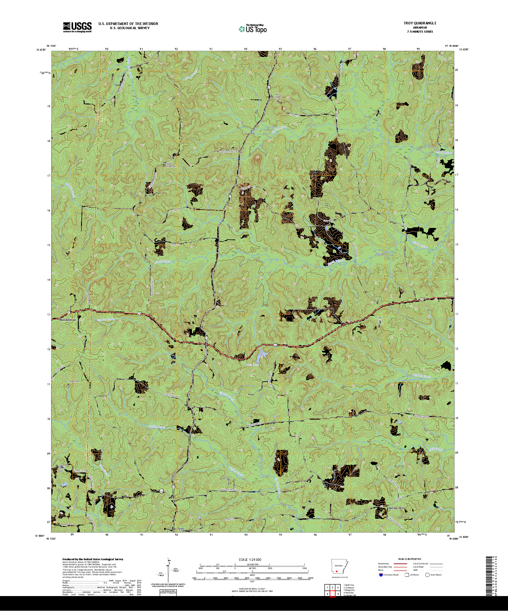 US TOPO 7.5-MINUTE MAP FOR TROY, AR