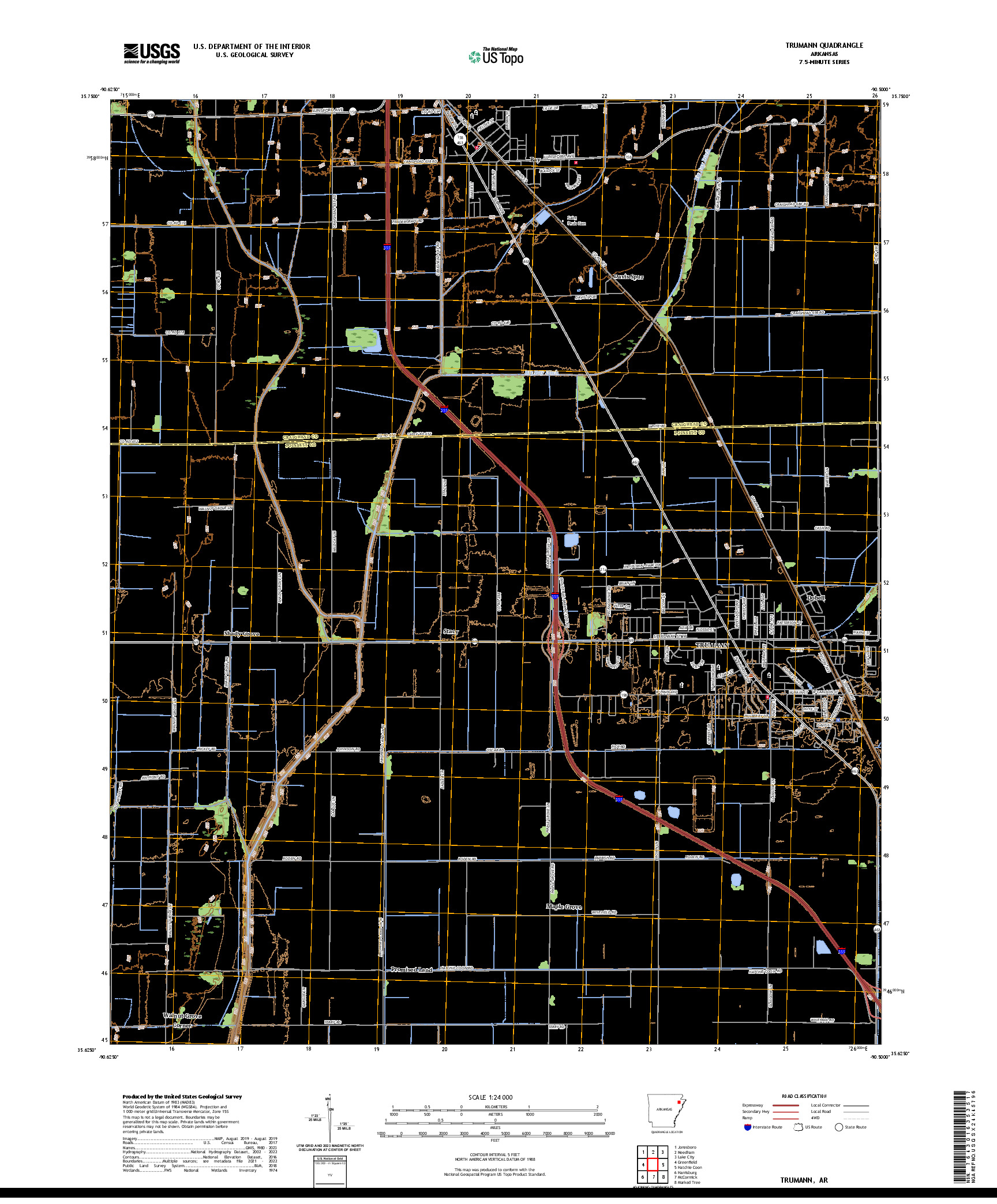 US TOPO 7.5-MINUTE MAP FOR TRUMANN, AR
