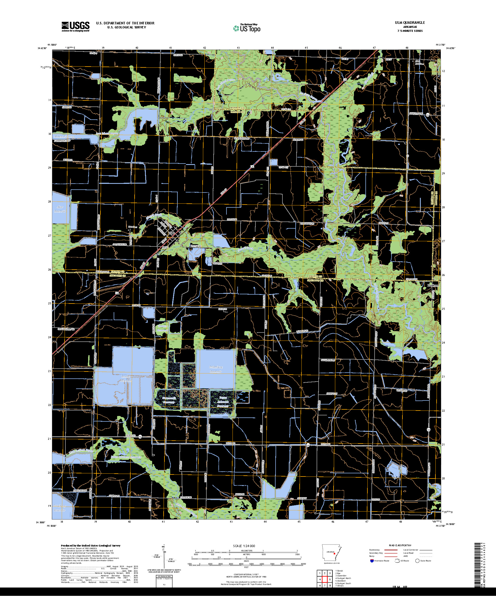 US TOPO 7.5-MINUTE MAP FOR ULM, AR