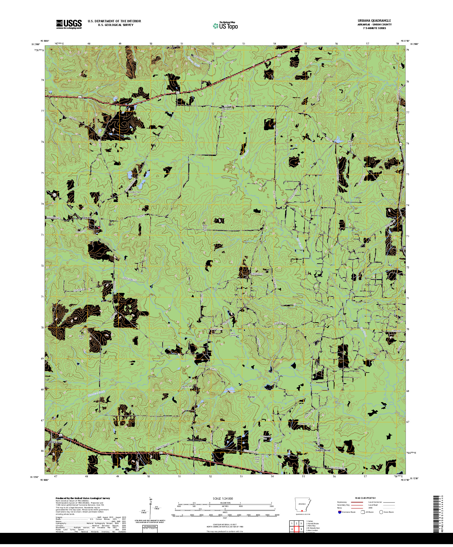 US TOPO 7.5-MINUTE MAP FOR URBANA, AR
