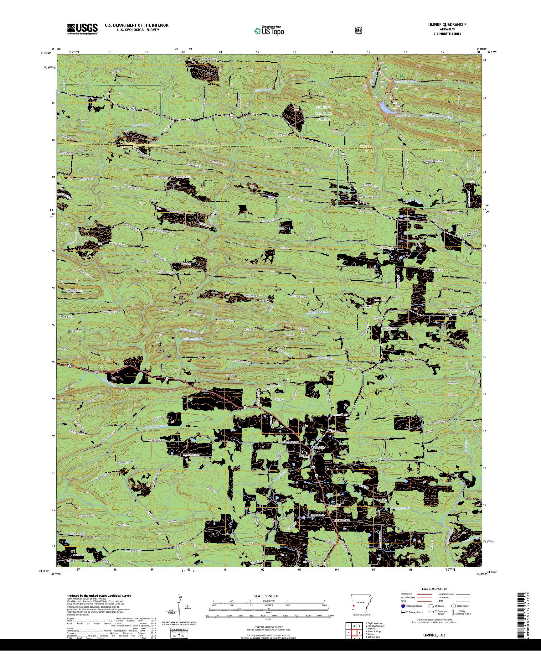 US TOPO 7.5-MINUTE MAP FOR UMPIRE, AR