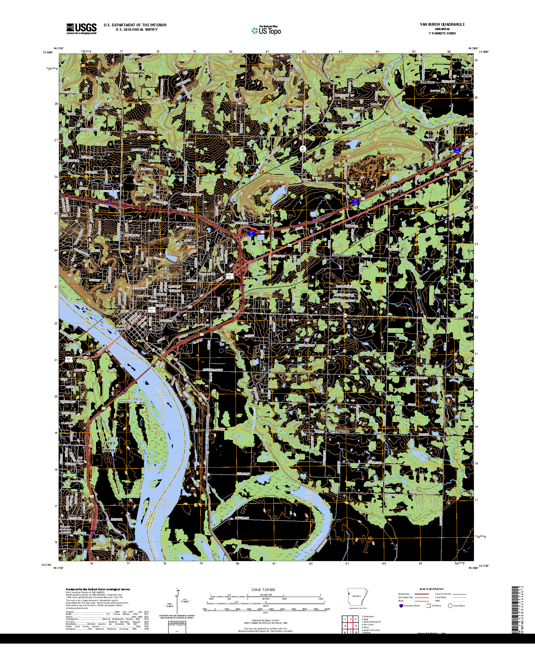 US TOPO 7.5-MINUTE MAP FOR VAN BUREN, AR