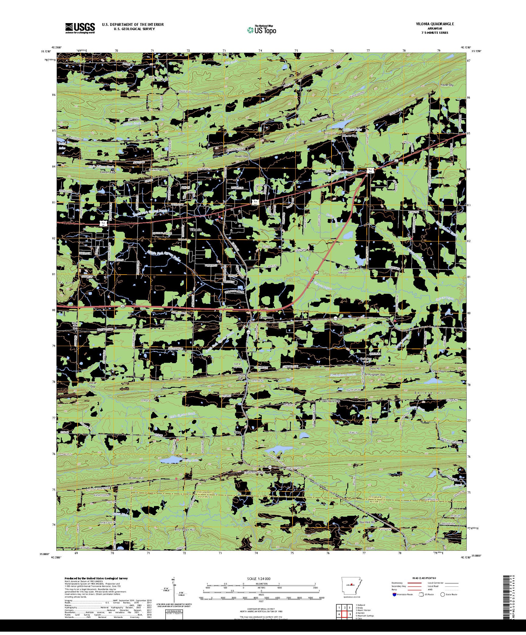 US TOPO 7.5-MINUTE MAP FOR VILONIA, AR
