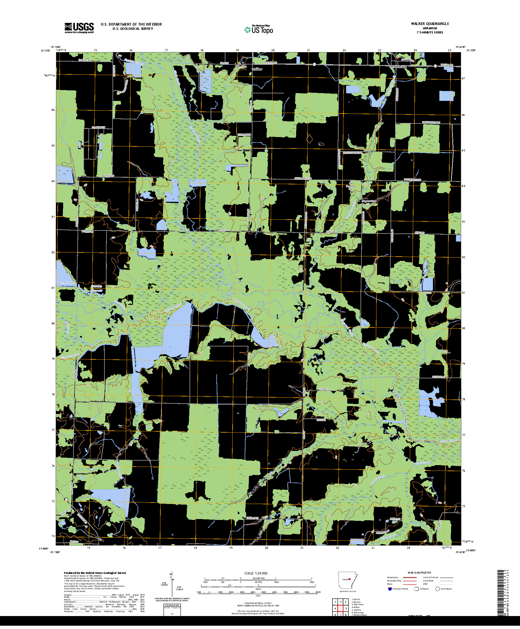 US TOPO 7.5-MINUTE MAP FOR WALKER, AR