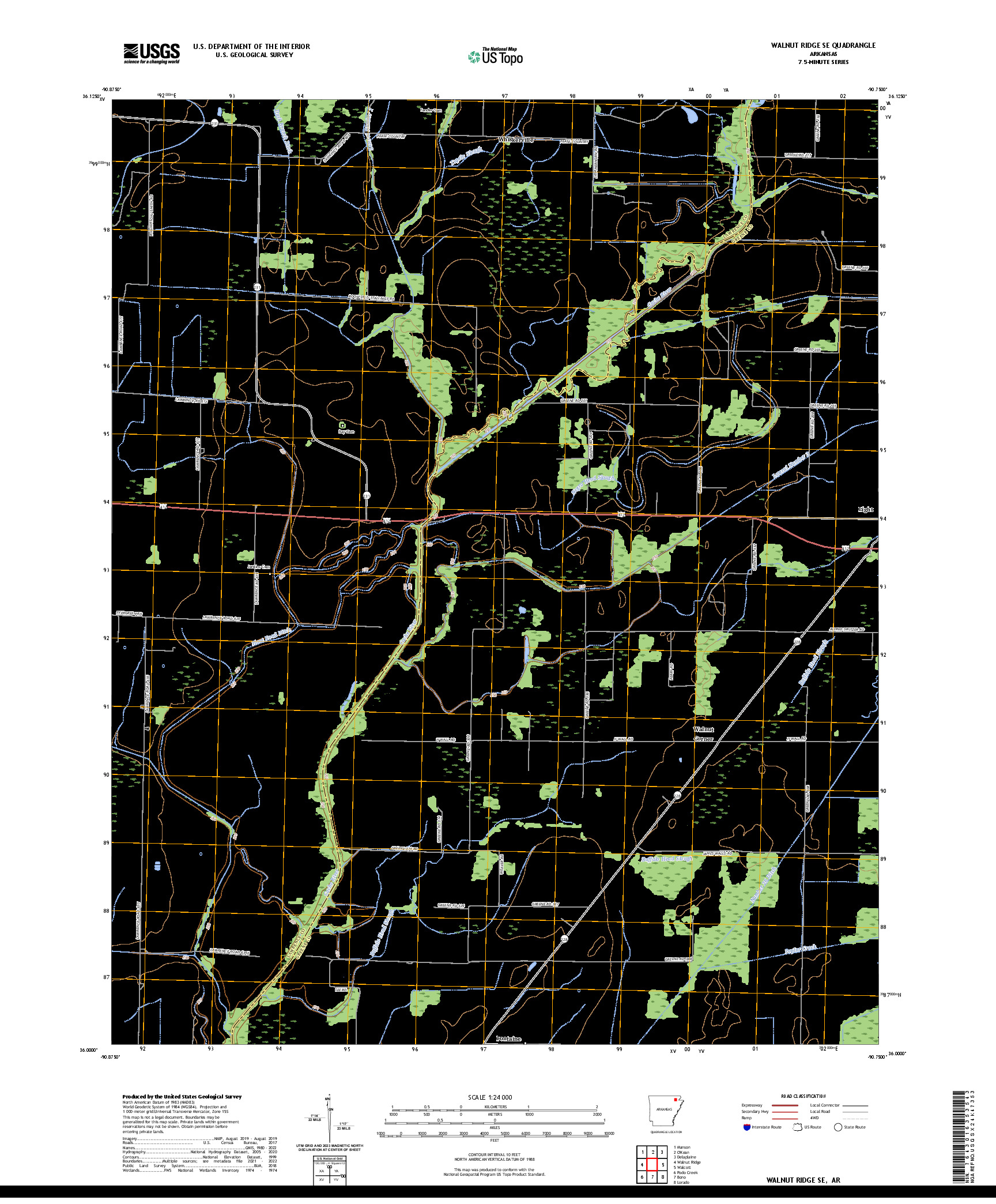 US TOPO 7.5-MINUTE MAP FOR WALNUT RIDGE SE, AR