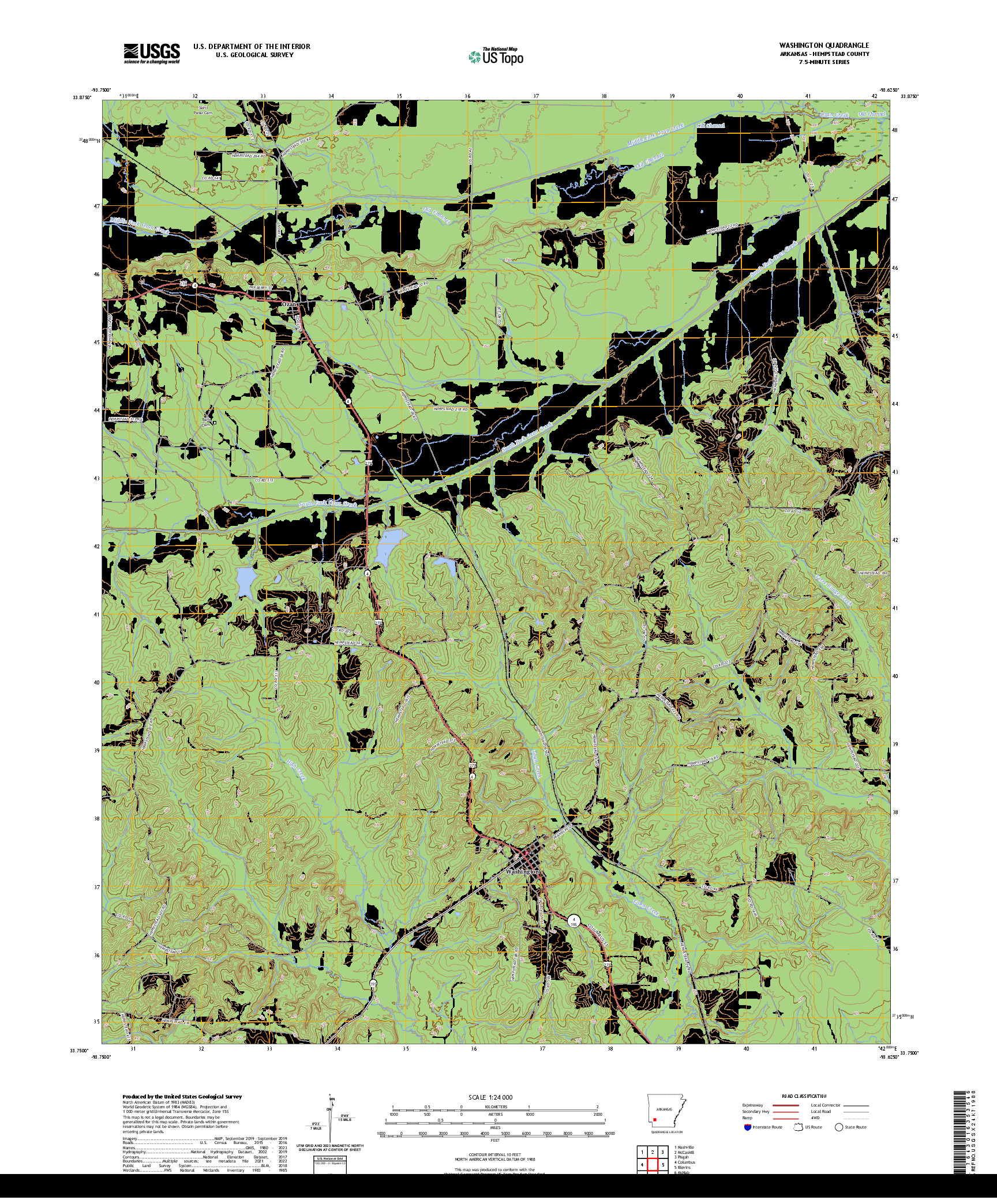 US TOPO 7.5-MINUTE MAP FOR WASHINGTON, AR