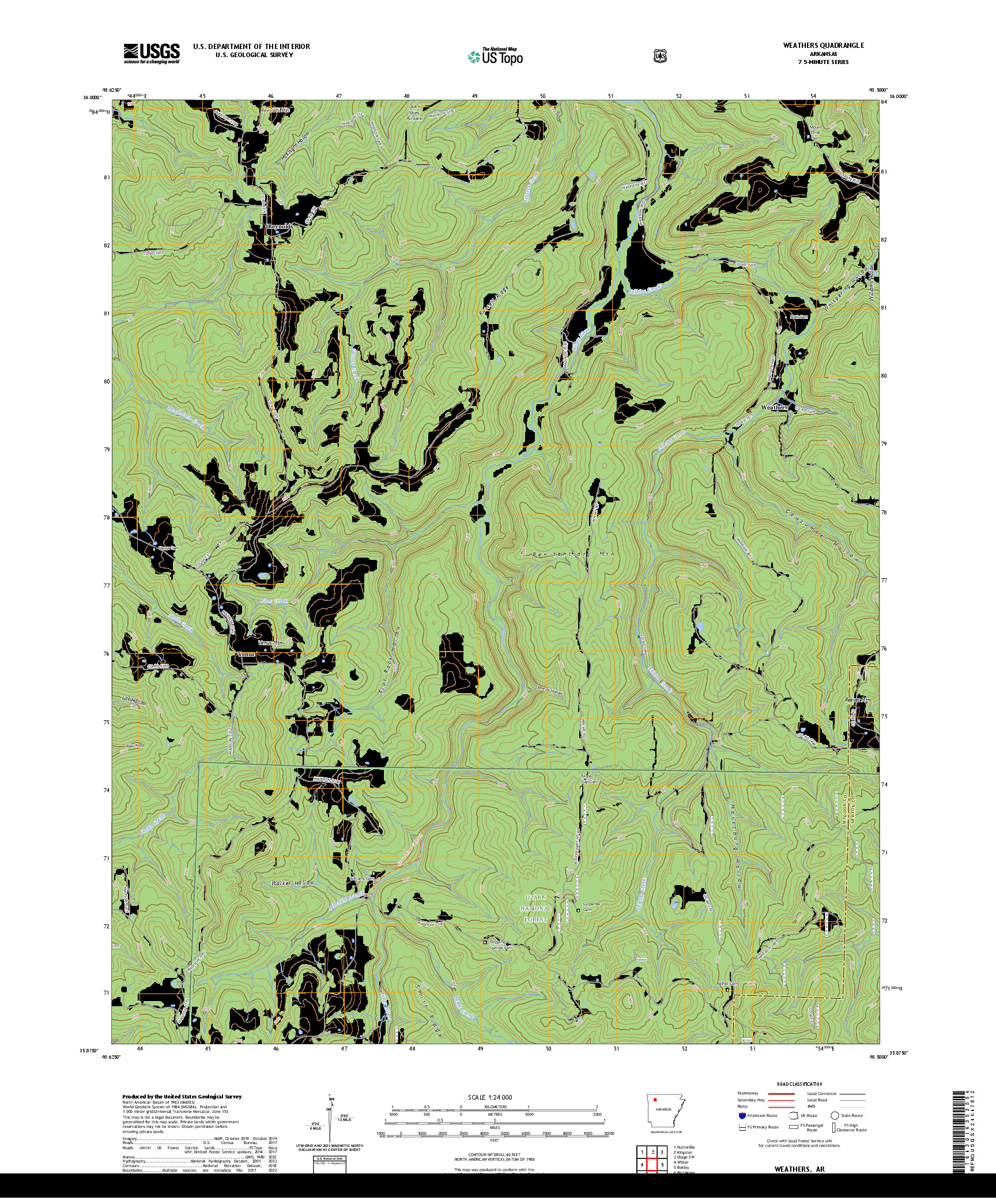 US TOPO 7.5-MINUTE MAP FOR WEATHERS, AR