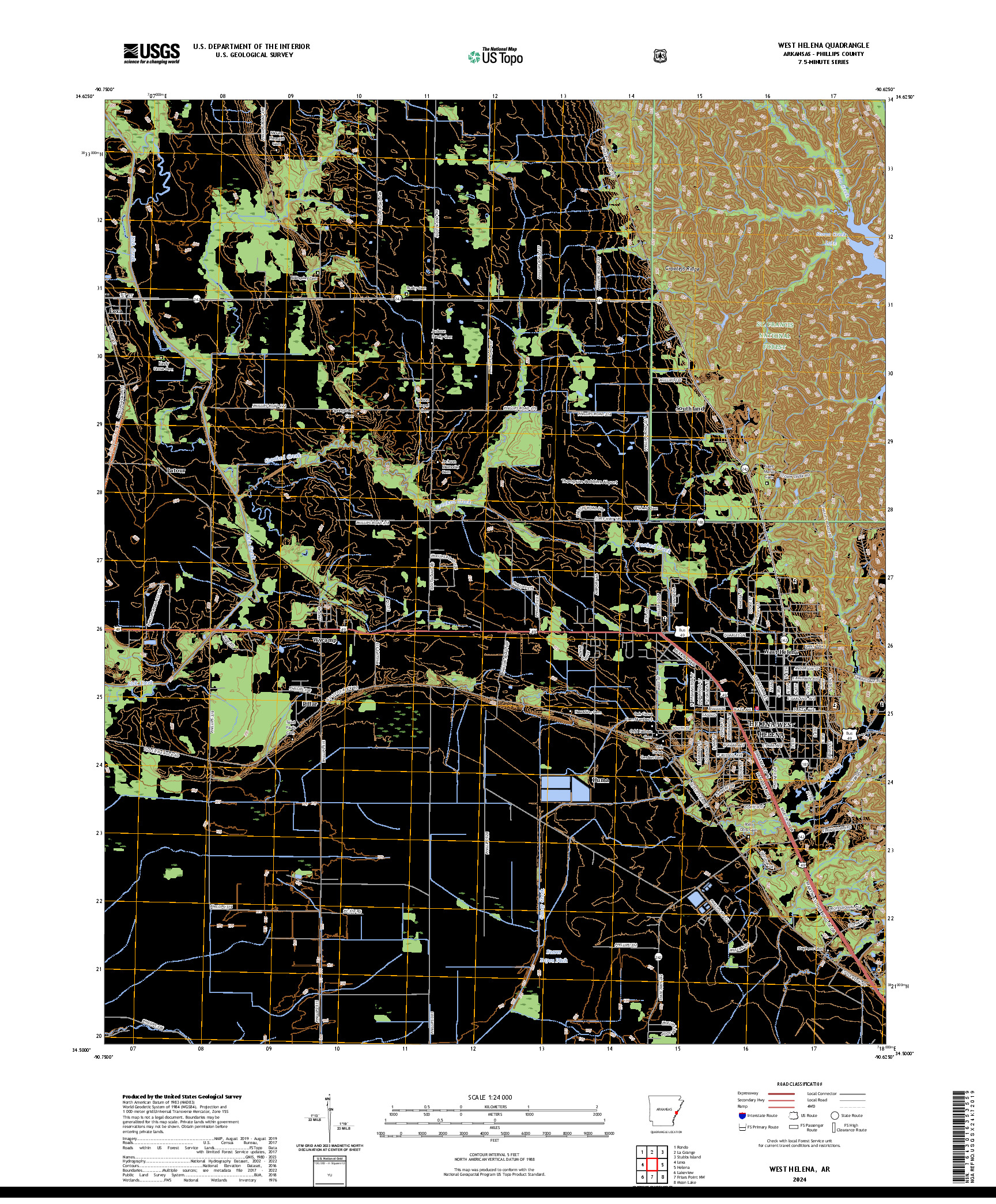 US TOPO 7.5-MINUTE MAP FOR WEST HELENA, AR