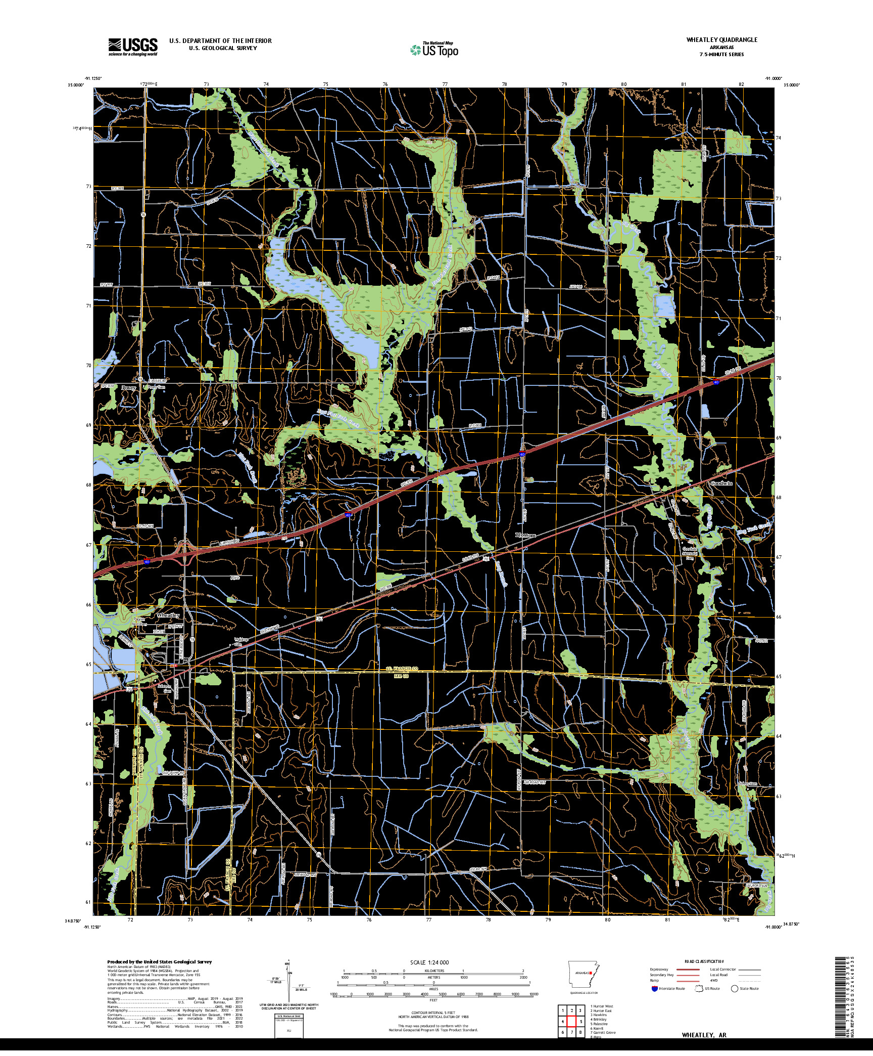 US TOPO 7.5-MINUTE MAP FOR WHEATLEY, AR