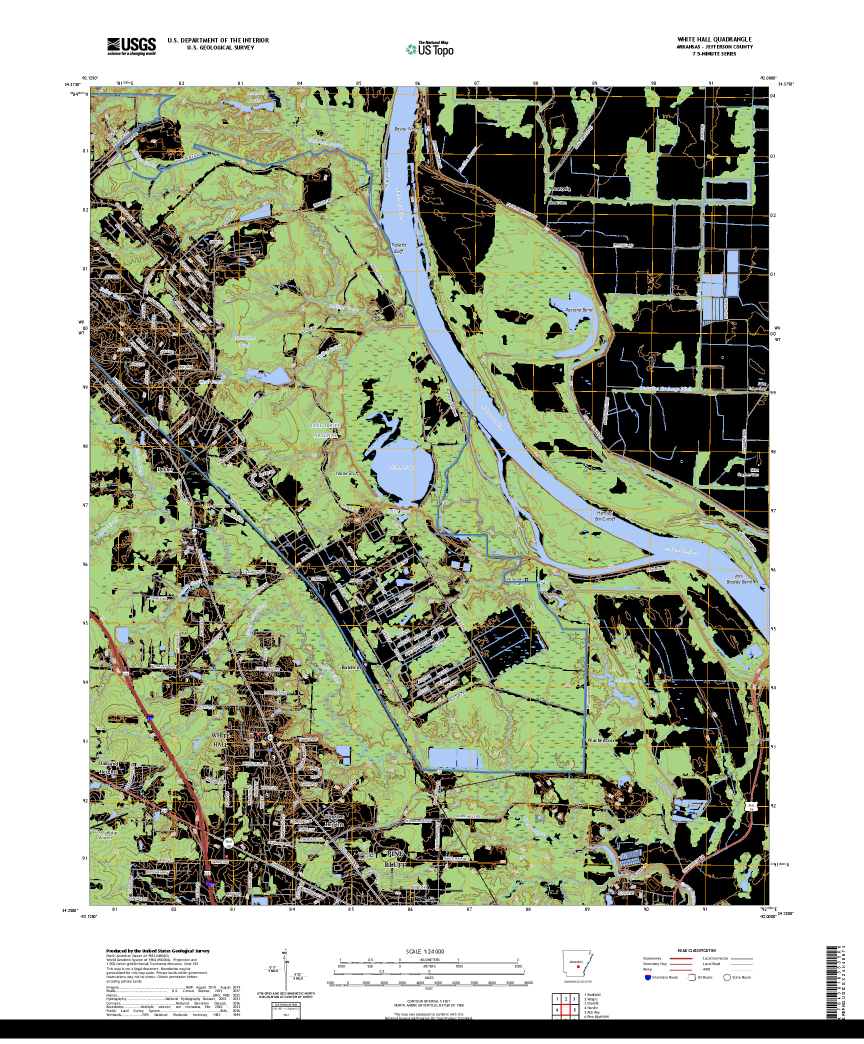 US TOPO 7.5-MINUTE MAP FOR WHITE HALL, AR