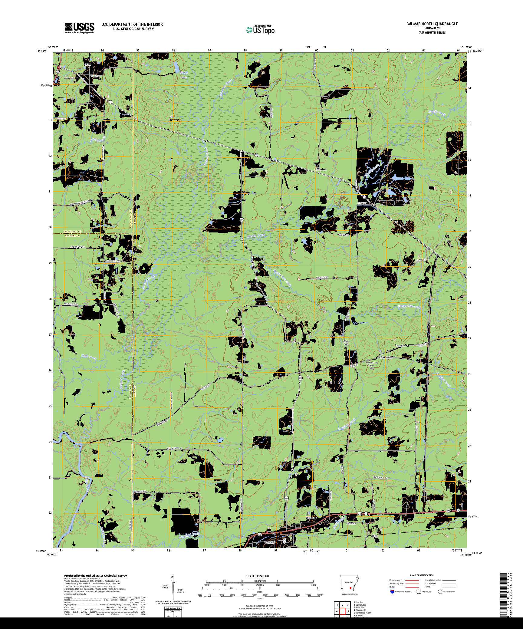 US TOPO 7.5-MINUTE MAP FOR WILMAR NORTH, AR