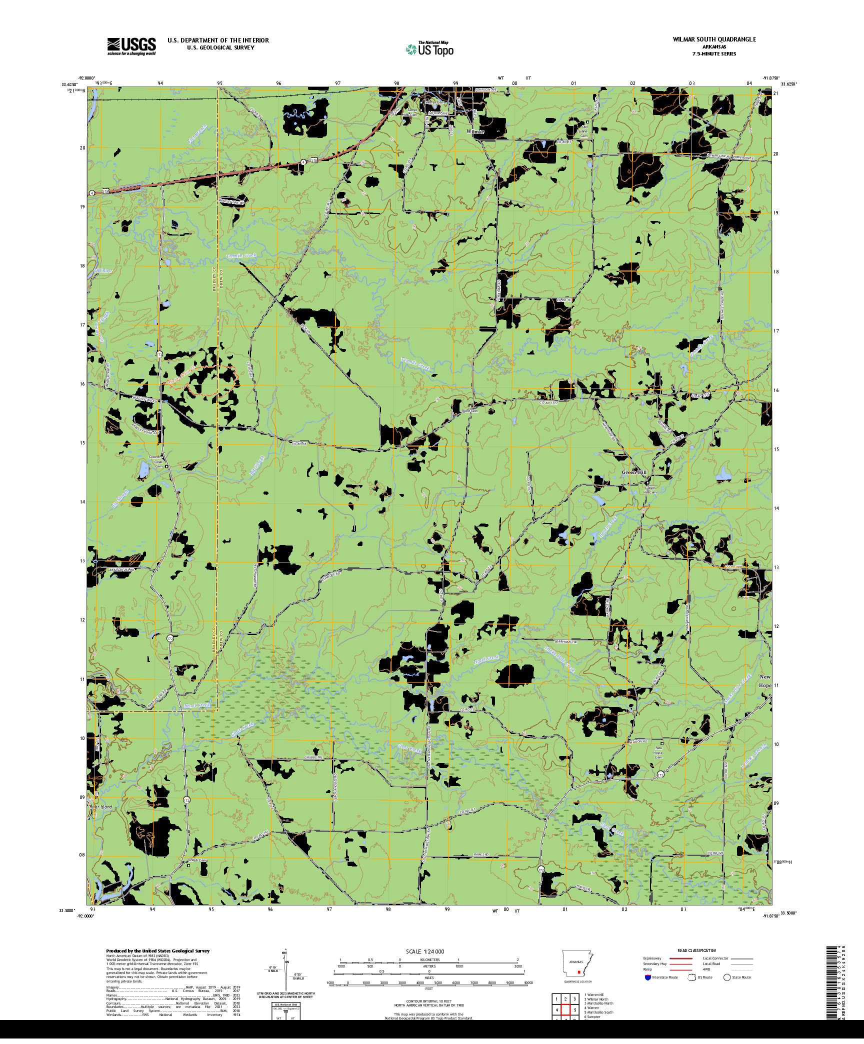 US TOPO 7.5-MINUTE MAP FOR WILMAR SOUTH, AR