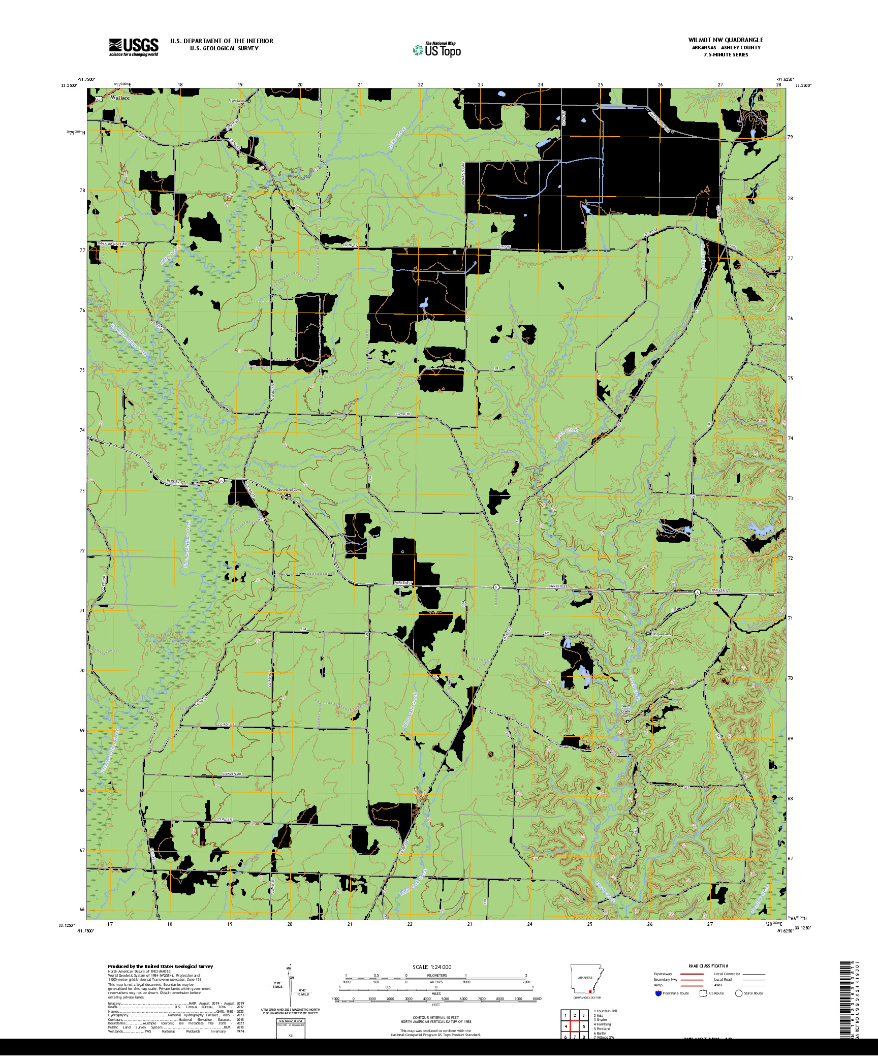 US TOPO 7.5-MINUTE MAP FOR WILMOT NW, AR