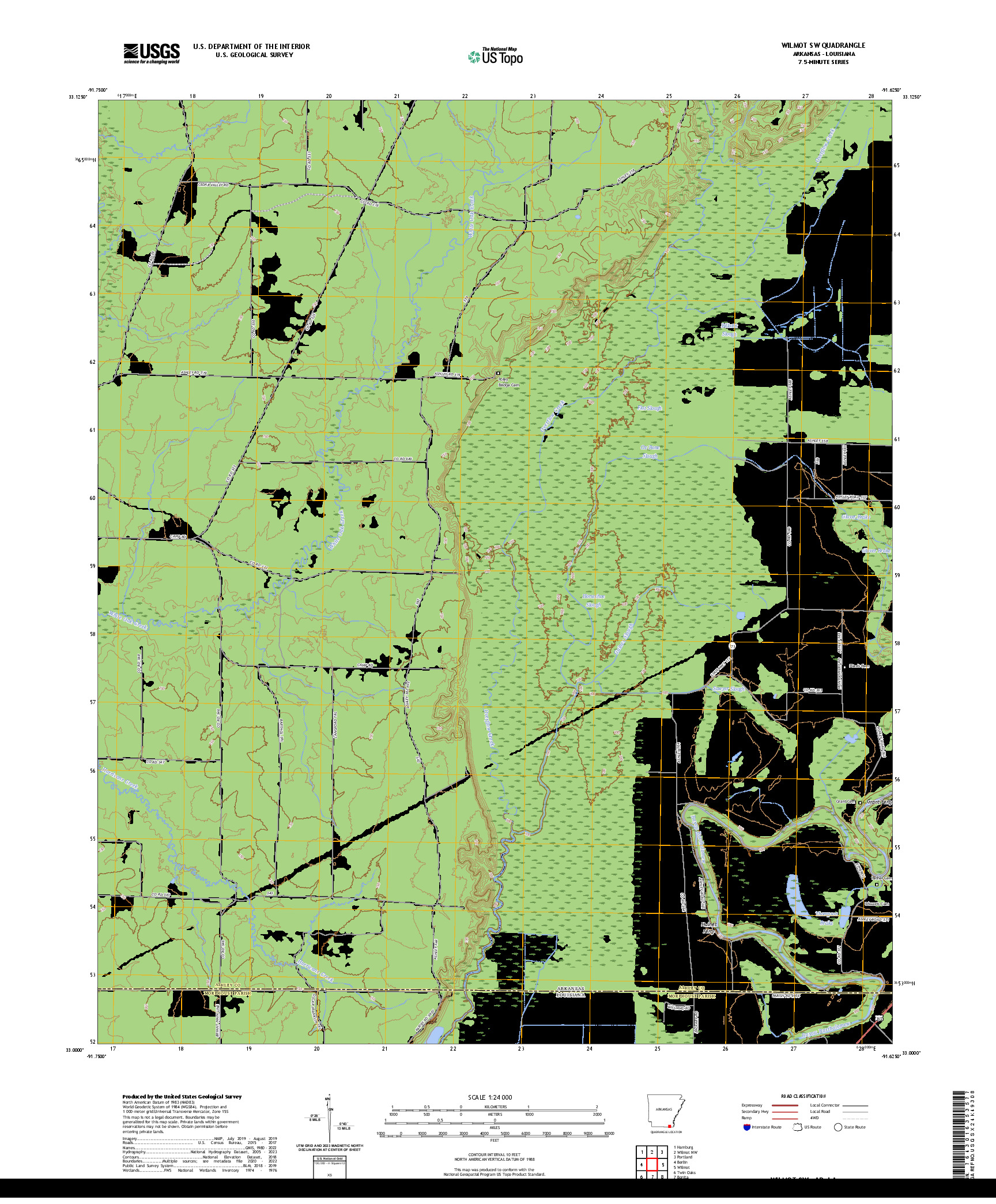 US TOPO 7.5-MINUTE MAP FOR WILMOT SW, AR,LA